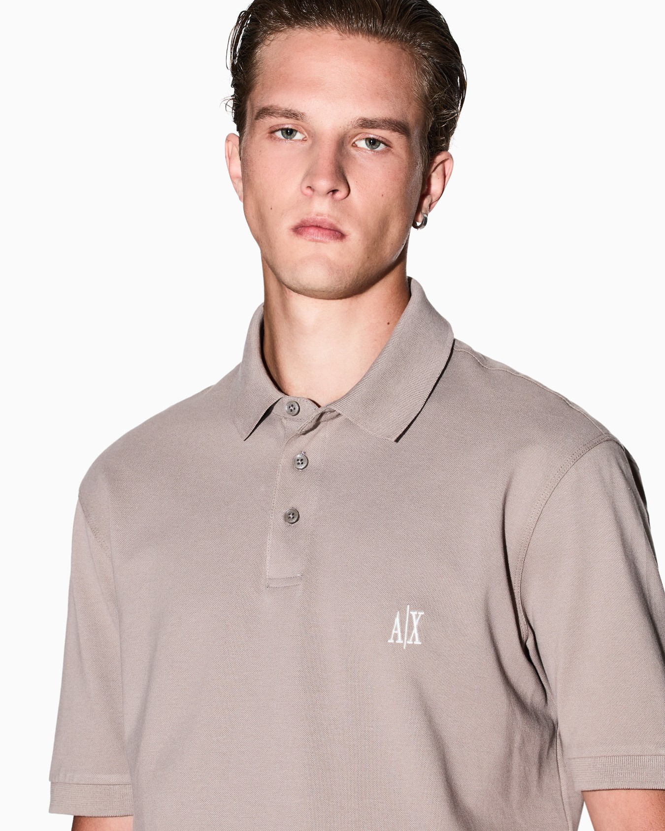 Regular fit cotton polo with logo 슬라이드 4