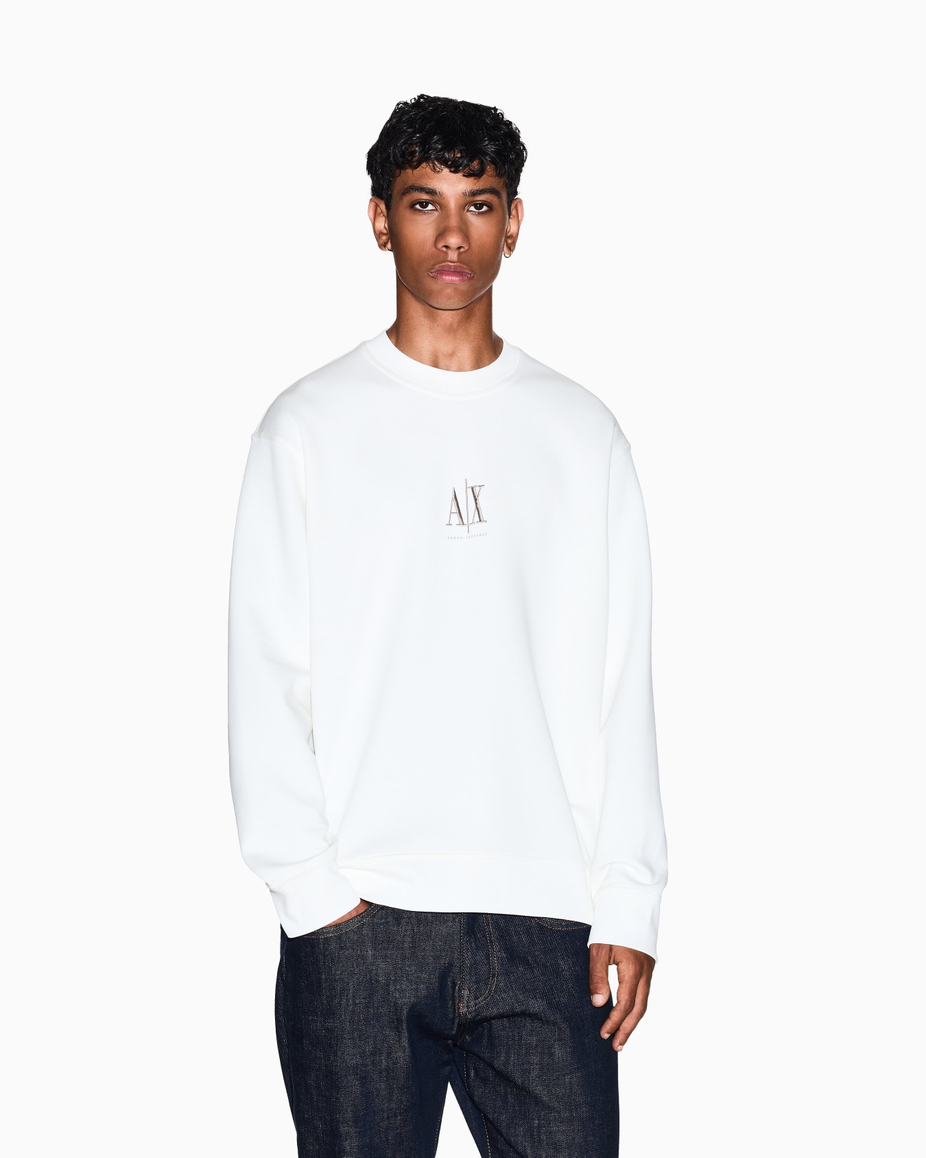 Felpa girocollo con logo ricamato Slide 3