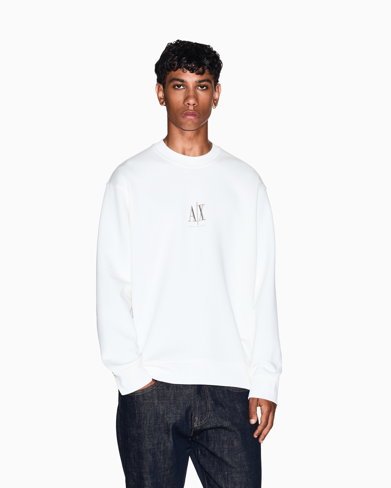 Crewneck sweatshirt with embroidered logo Slide 3