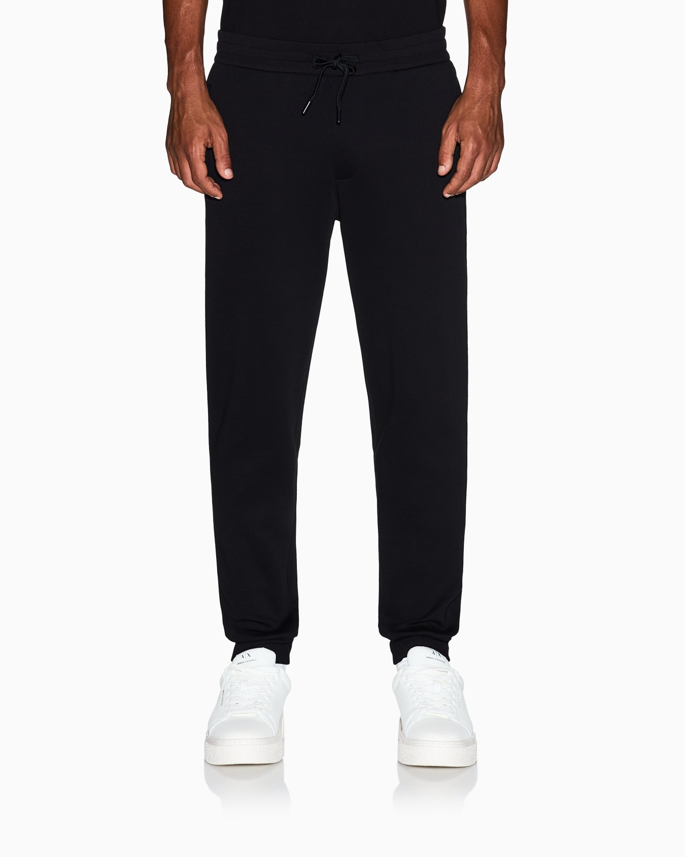 Fabric jogger pants in bonded stretch cotton Icon Slide 3