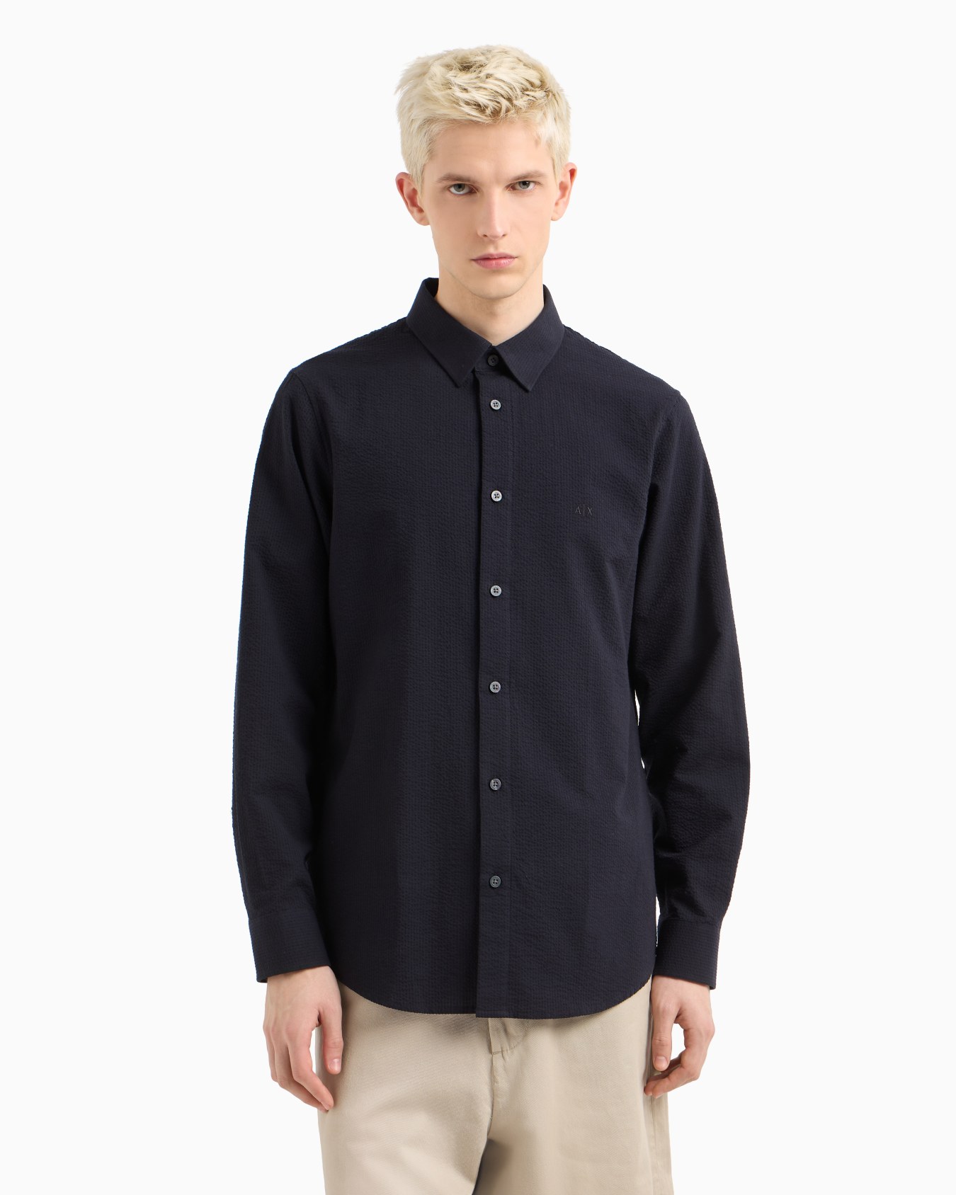 Camicia regular fit in seersucker Slide 3