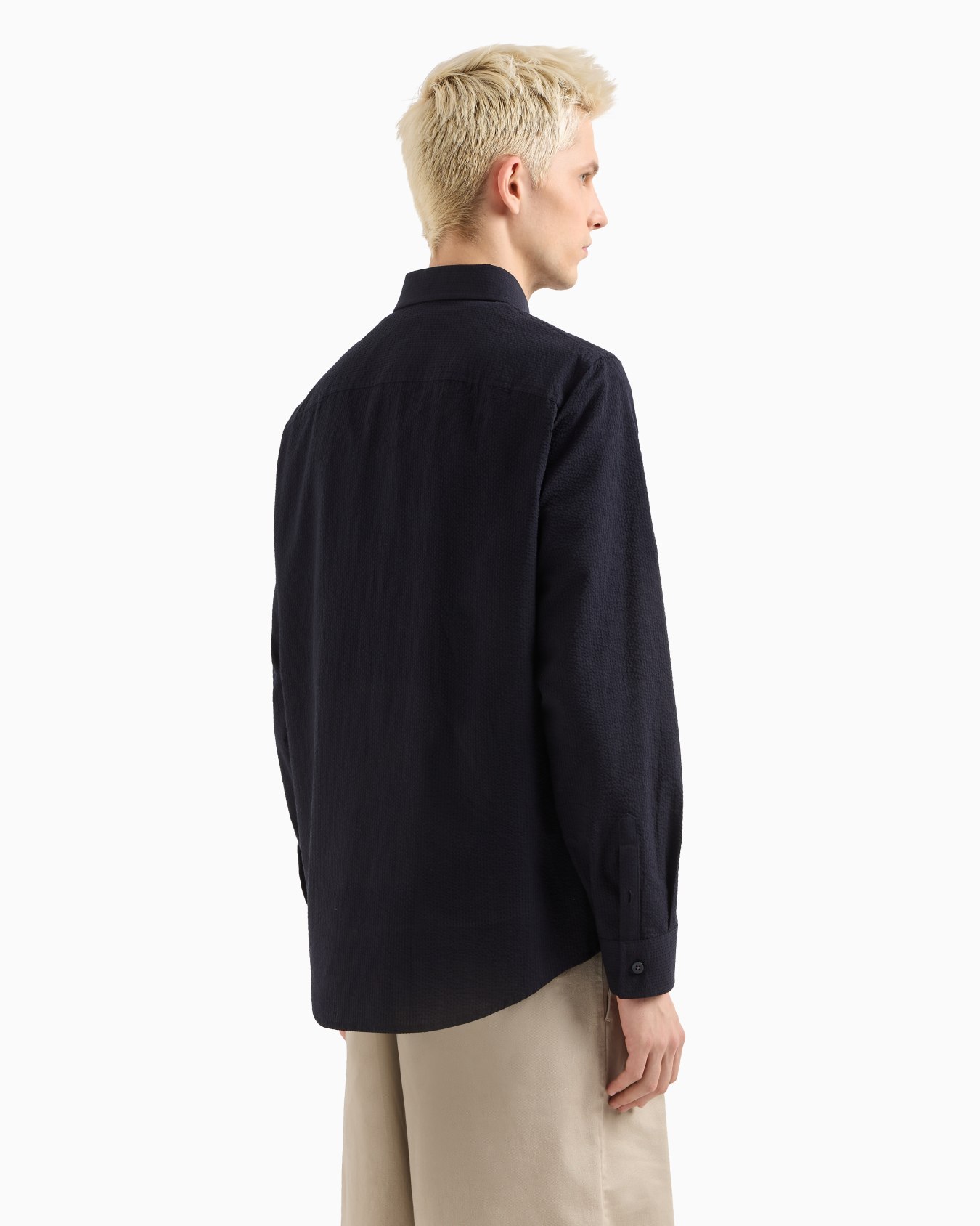 Camicia regular fit in seersucker Slide 2