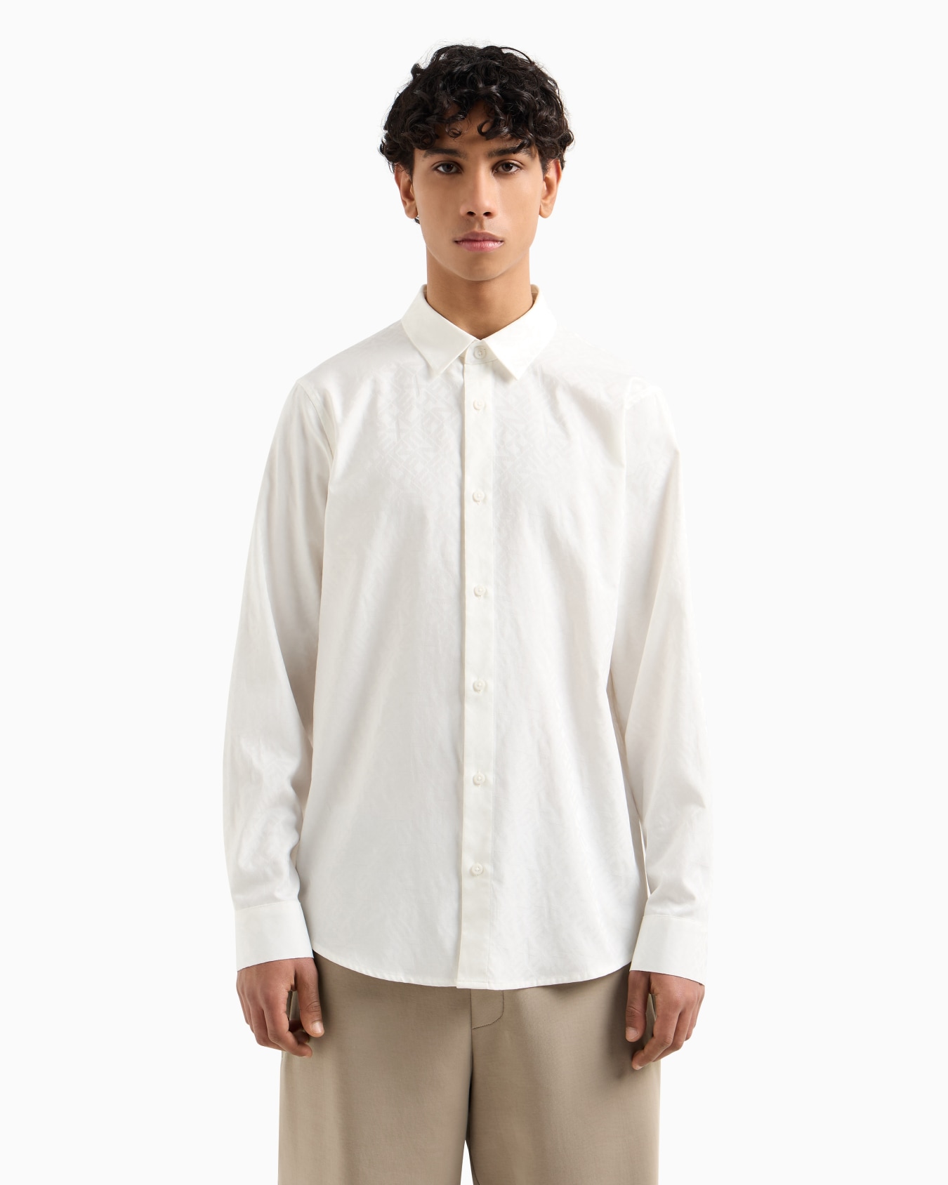 Regular fit cotton jacquard shirt Slide 3