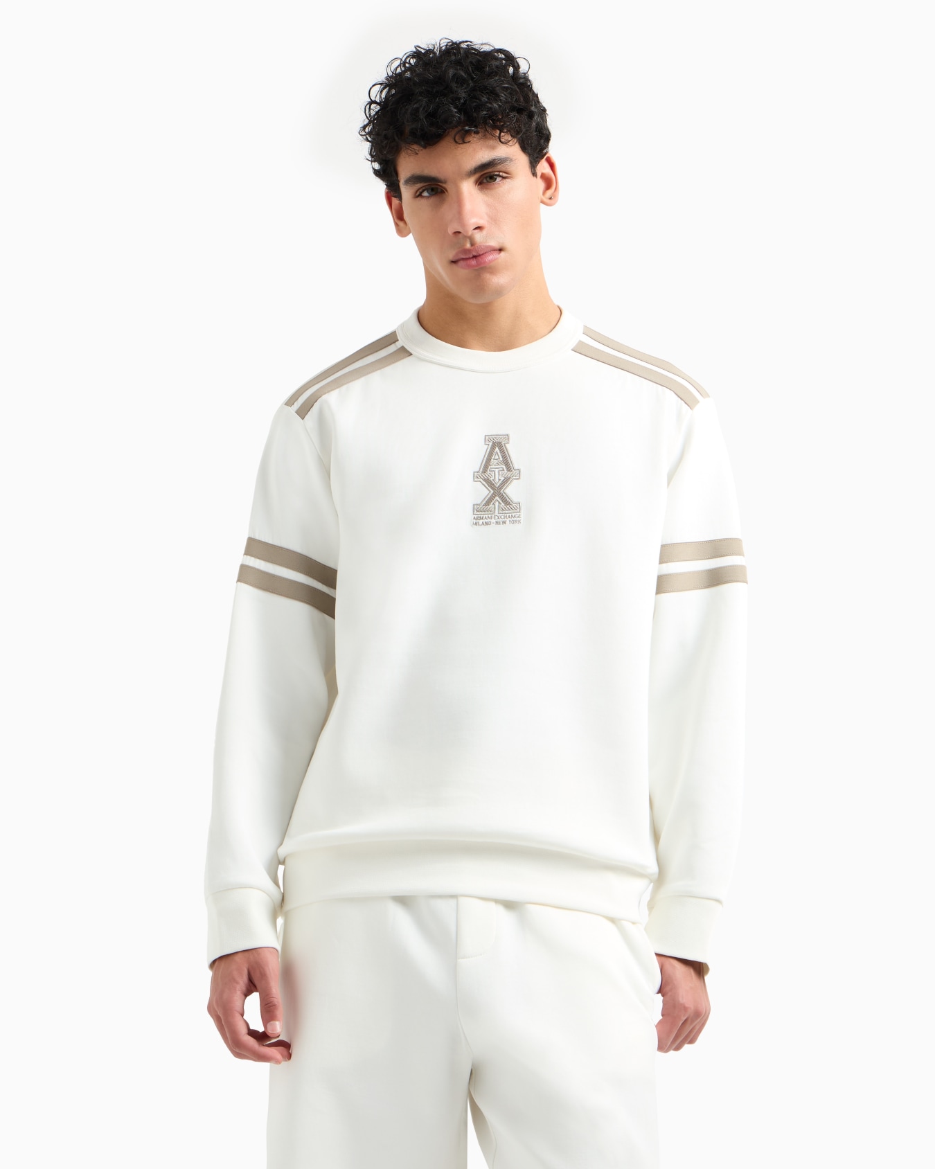 Crewneck sweatshirt with stripes and logo Slide 3