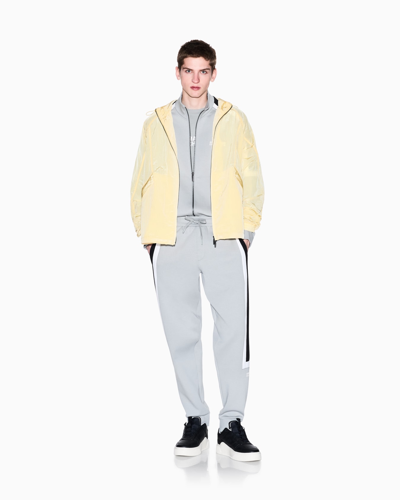 Sudadera con cremallera completa y rayas en contraste Diapositiva 1
