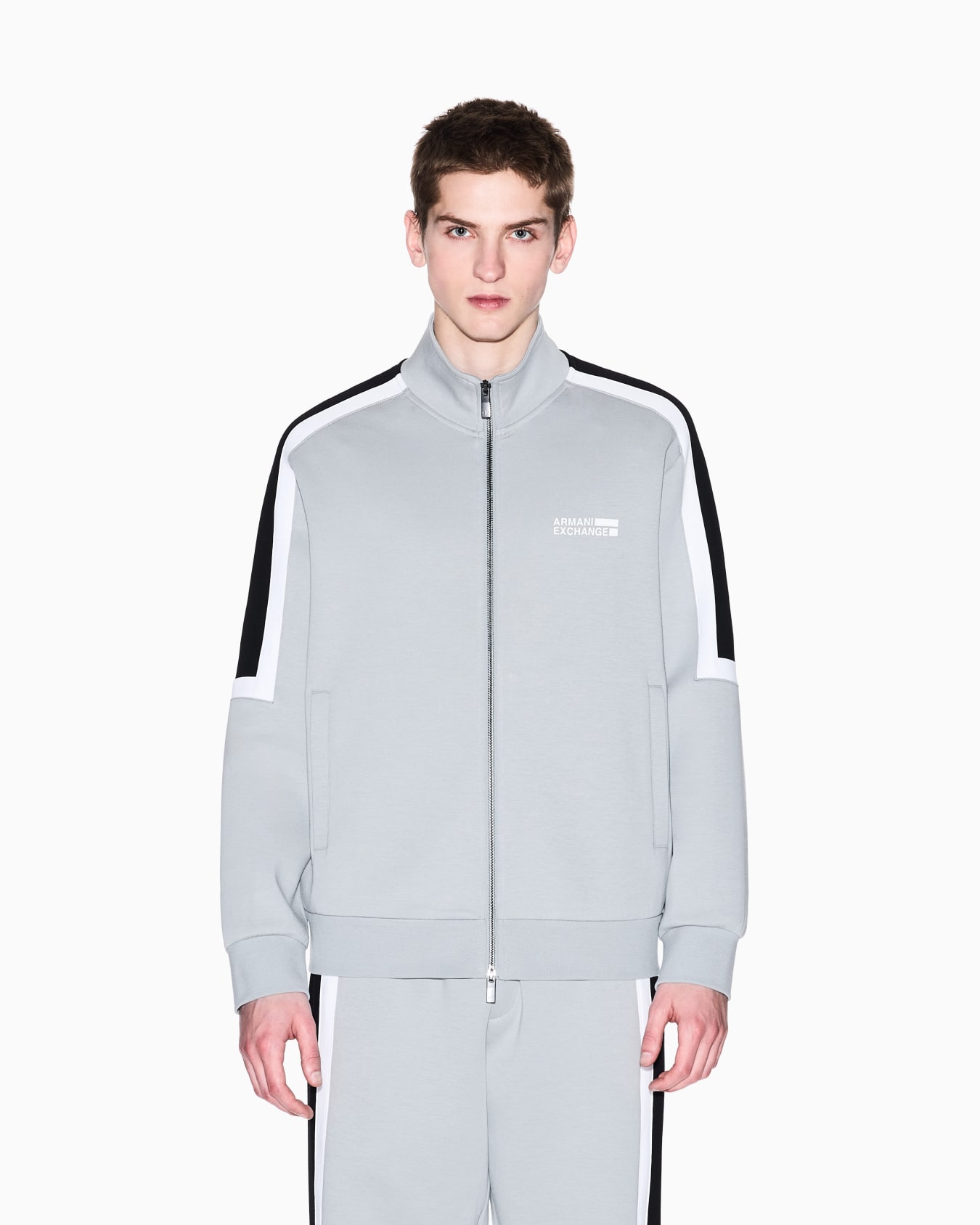 Sudadera con cremallera completa y rayas en contraste Diapositiva 3