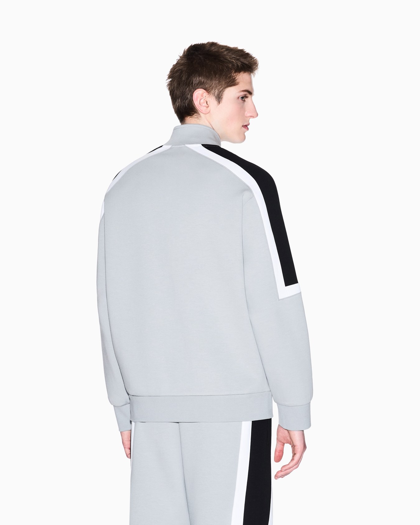 Sudadera con cremallera completa y rayas en contraste Diapositiva 2