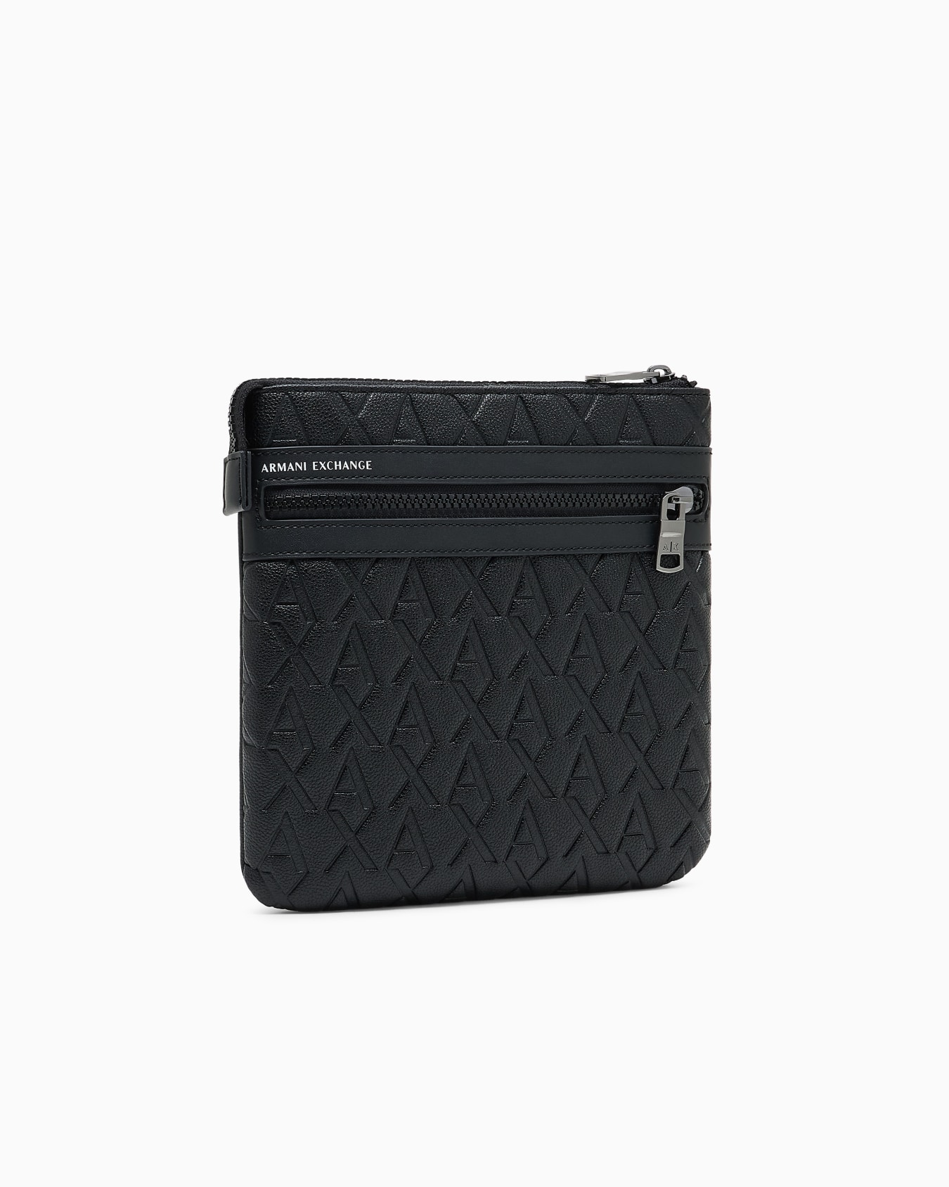 Flat shoulder bag with allover logo Slide 1