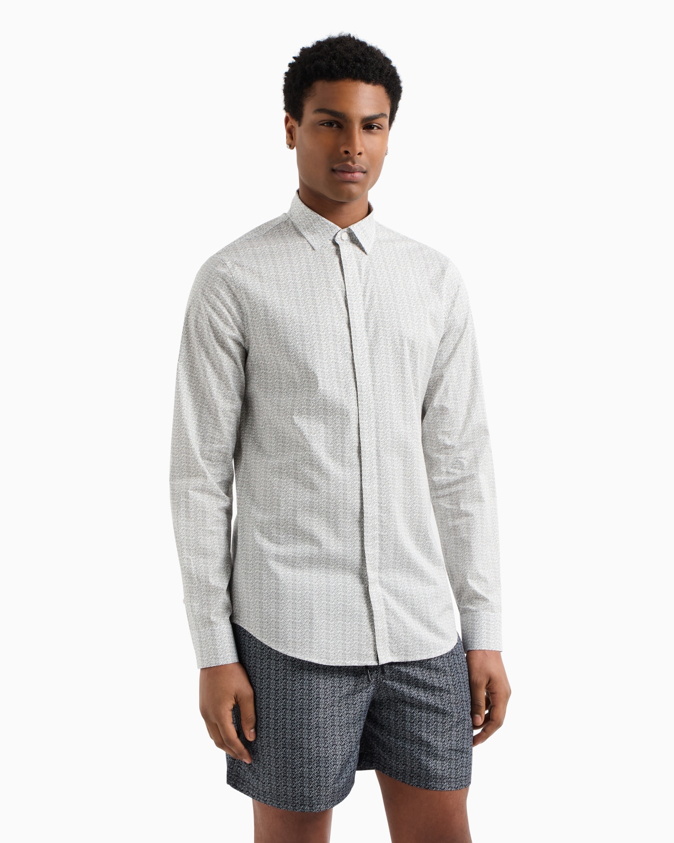 Slim fit micro-pattern shirt Slide 3