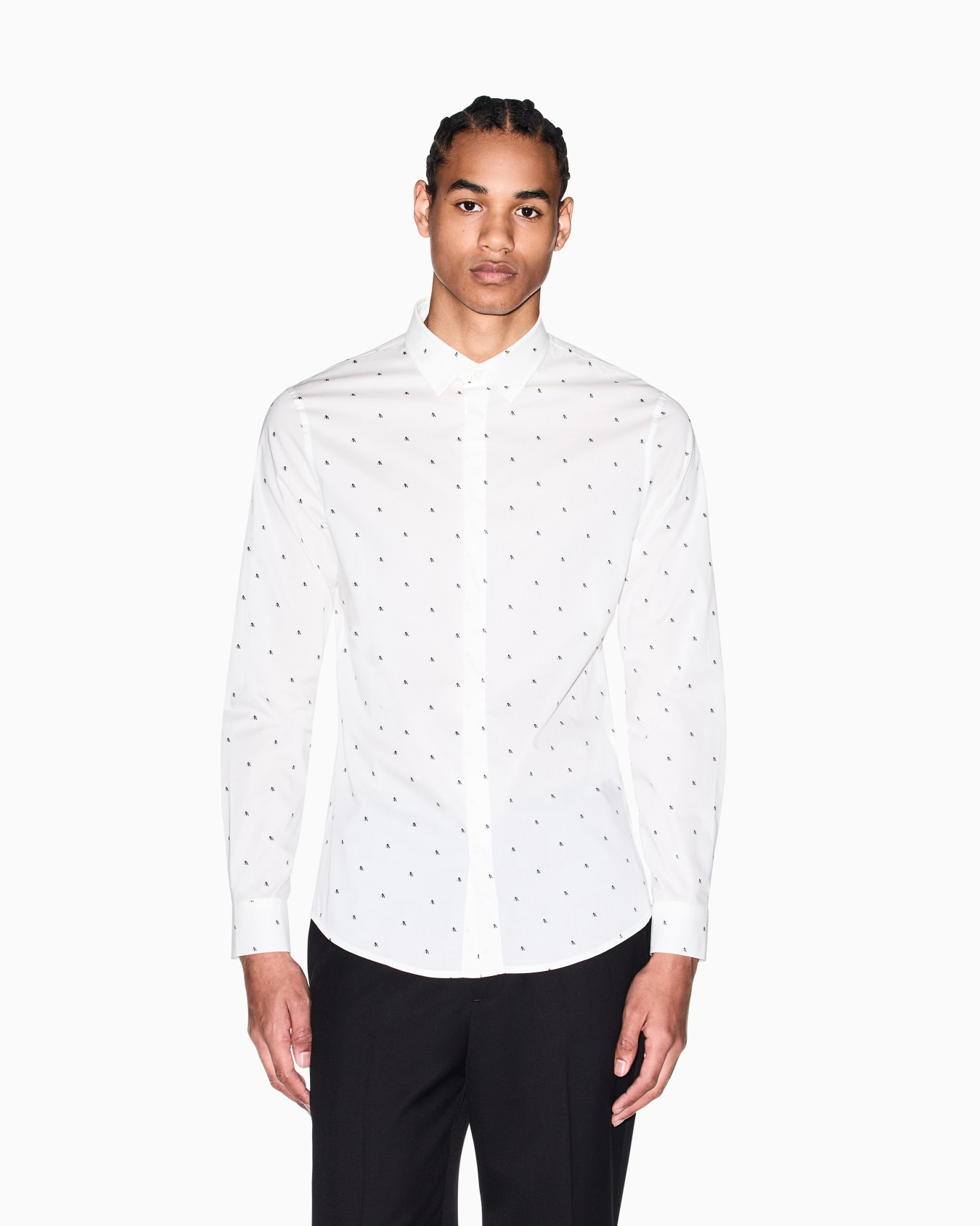 Slim fit micro-pattern shirt Slide 3