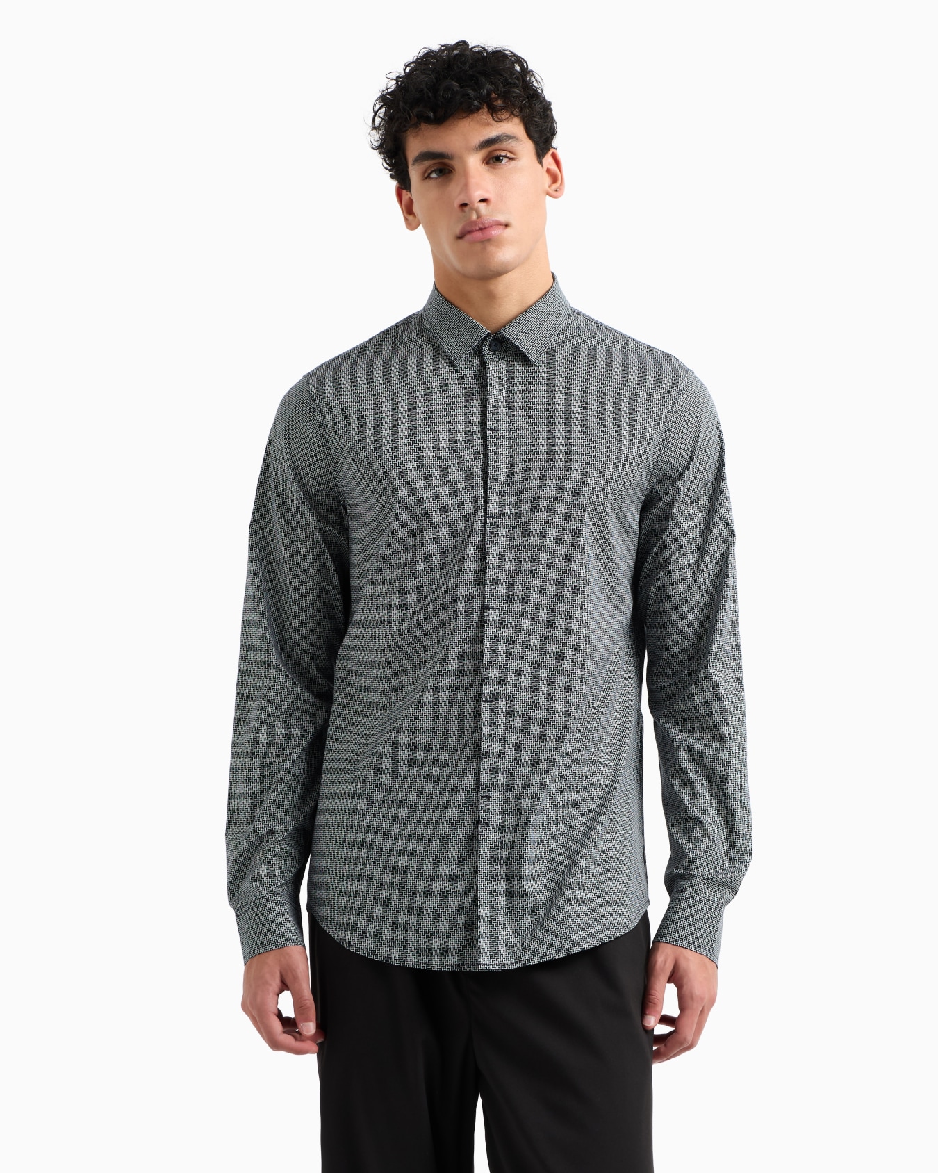 Slim fit micro-pattern shirt Slide 3