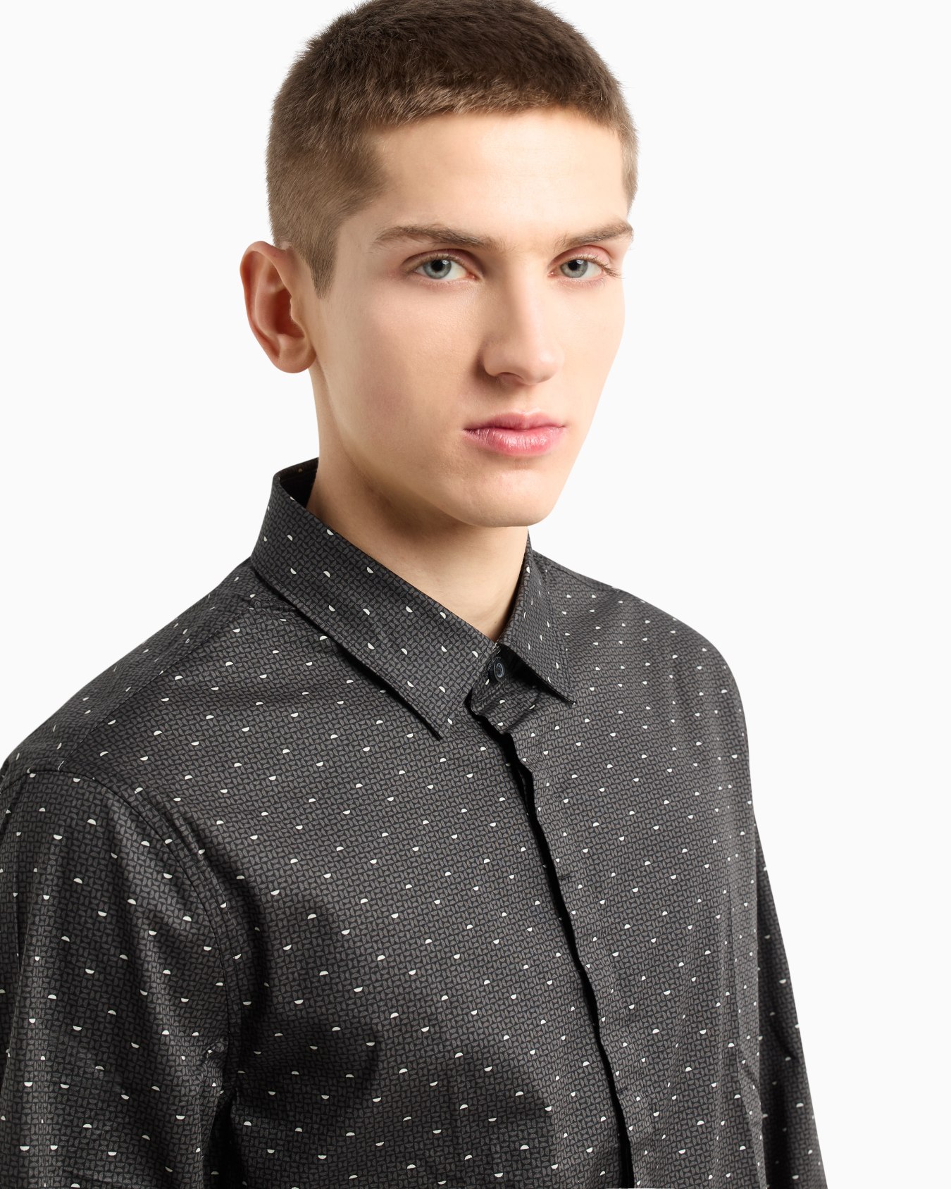 Slim fit micro-pattern shirt Diapositiva 4
