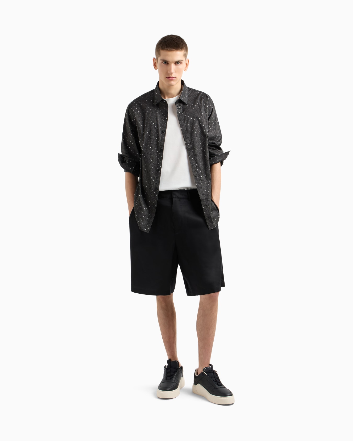 Slim fit micro-pattern shirt Diapositiva 1
