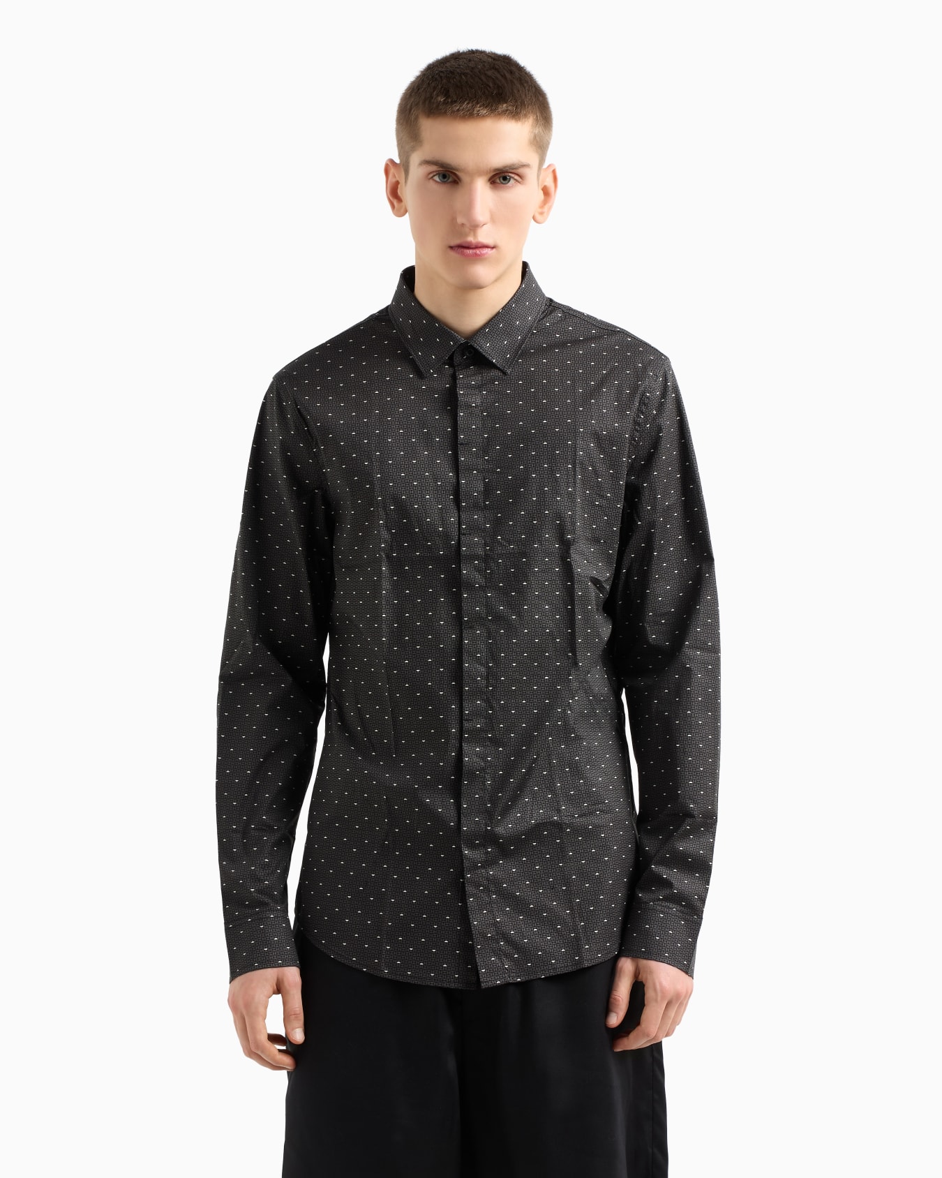 Slim fit micro-pattern shirt Diapositiva 3