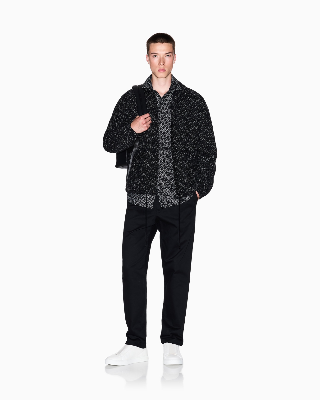 Slim fit micro-pattern shirt Slide 1