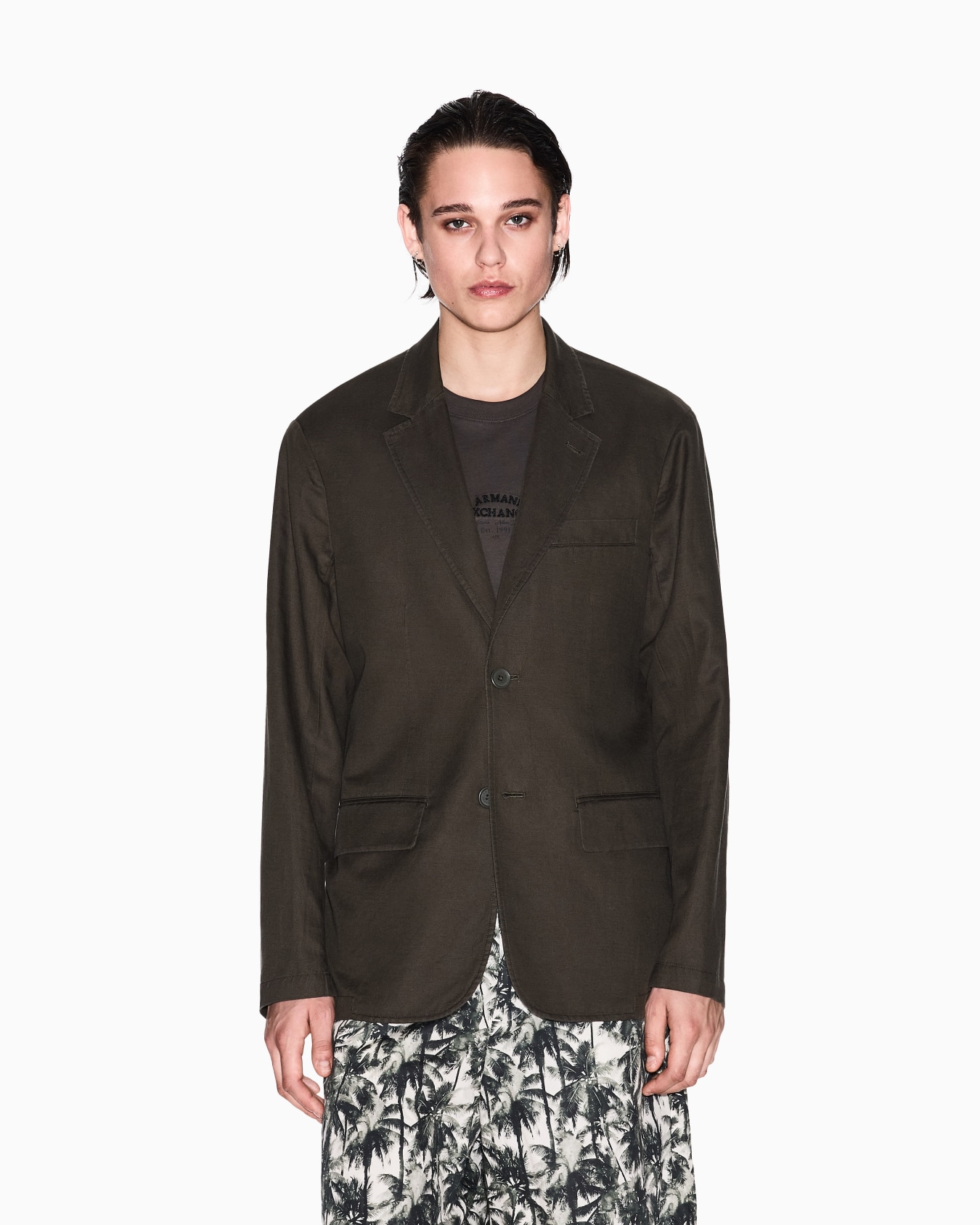 Single-breasted jacket in linen and lyocell Slide 3