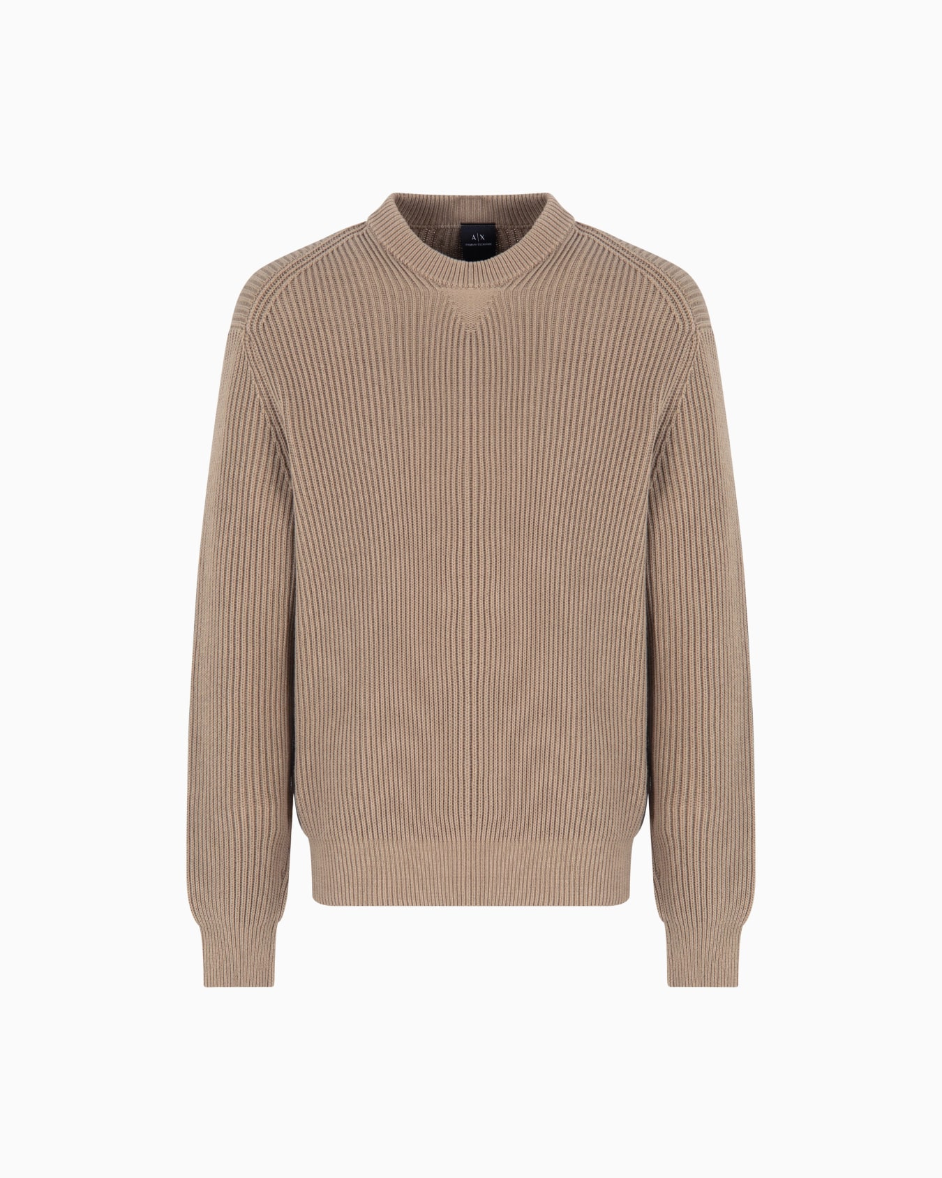 Ribbed cotton crew neck sweater Slide 0