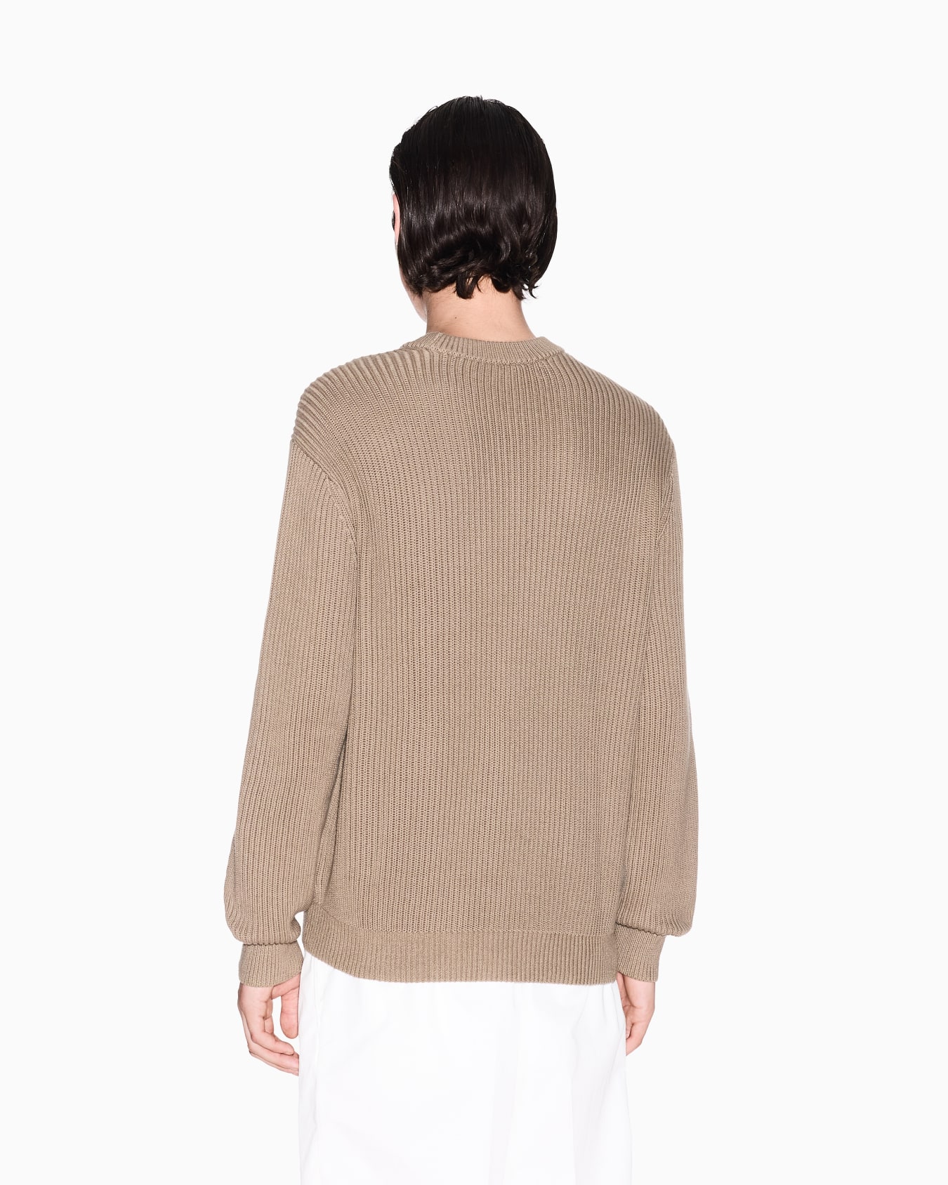Ribbed cotton crew neck sweater Slide 2