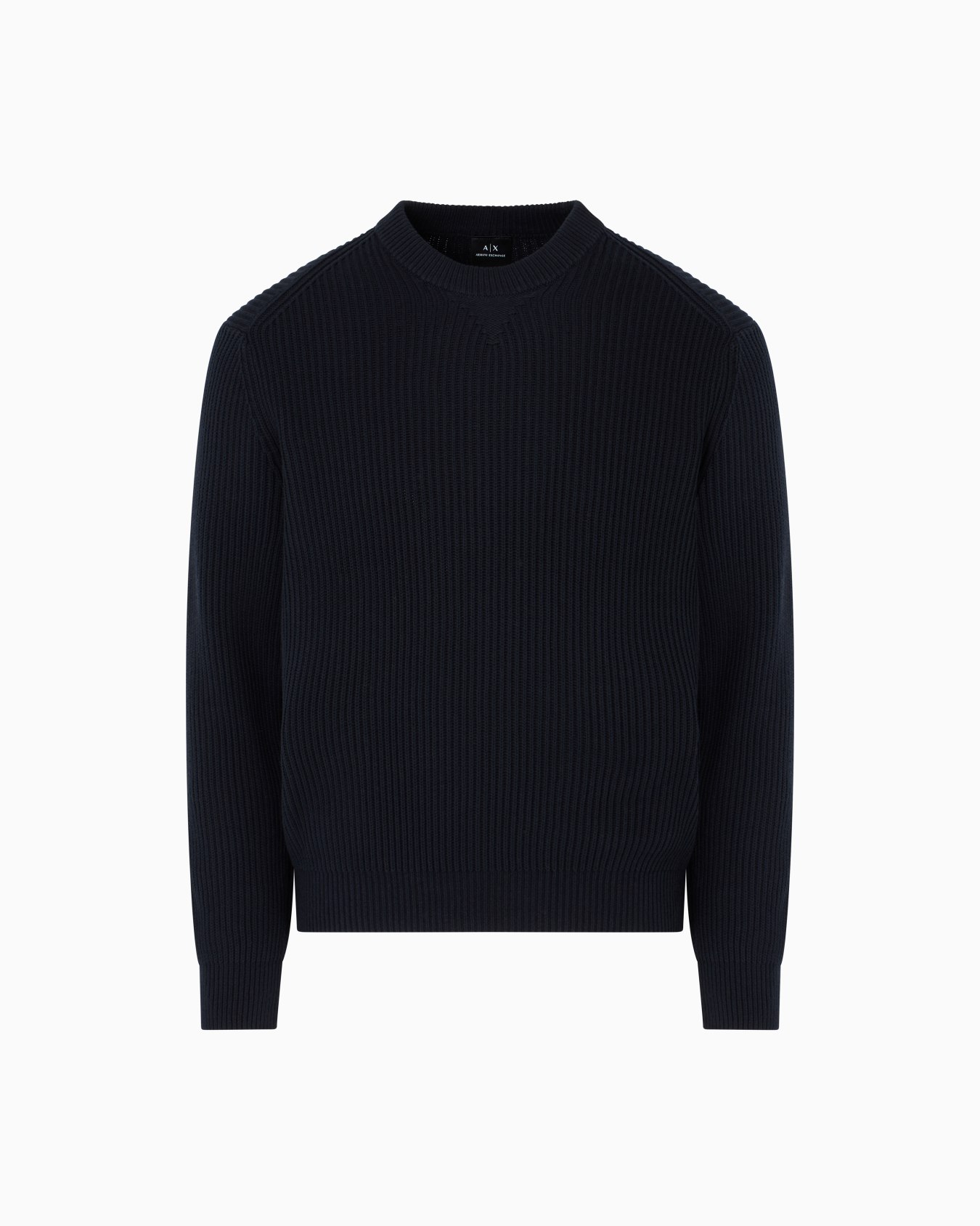 Ribbed cotton crew neck sweater Slide 0