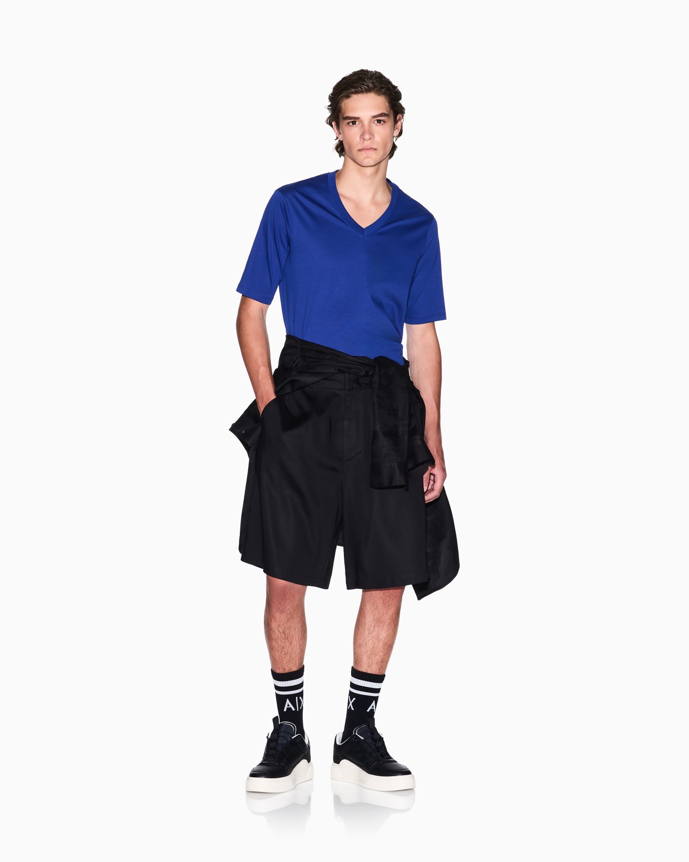 Slim fit T-shirt with V-neck Slide 1