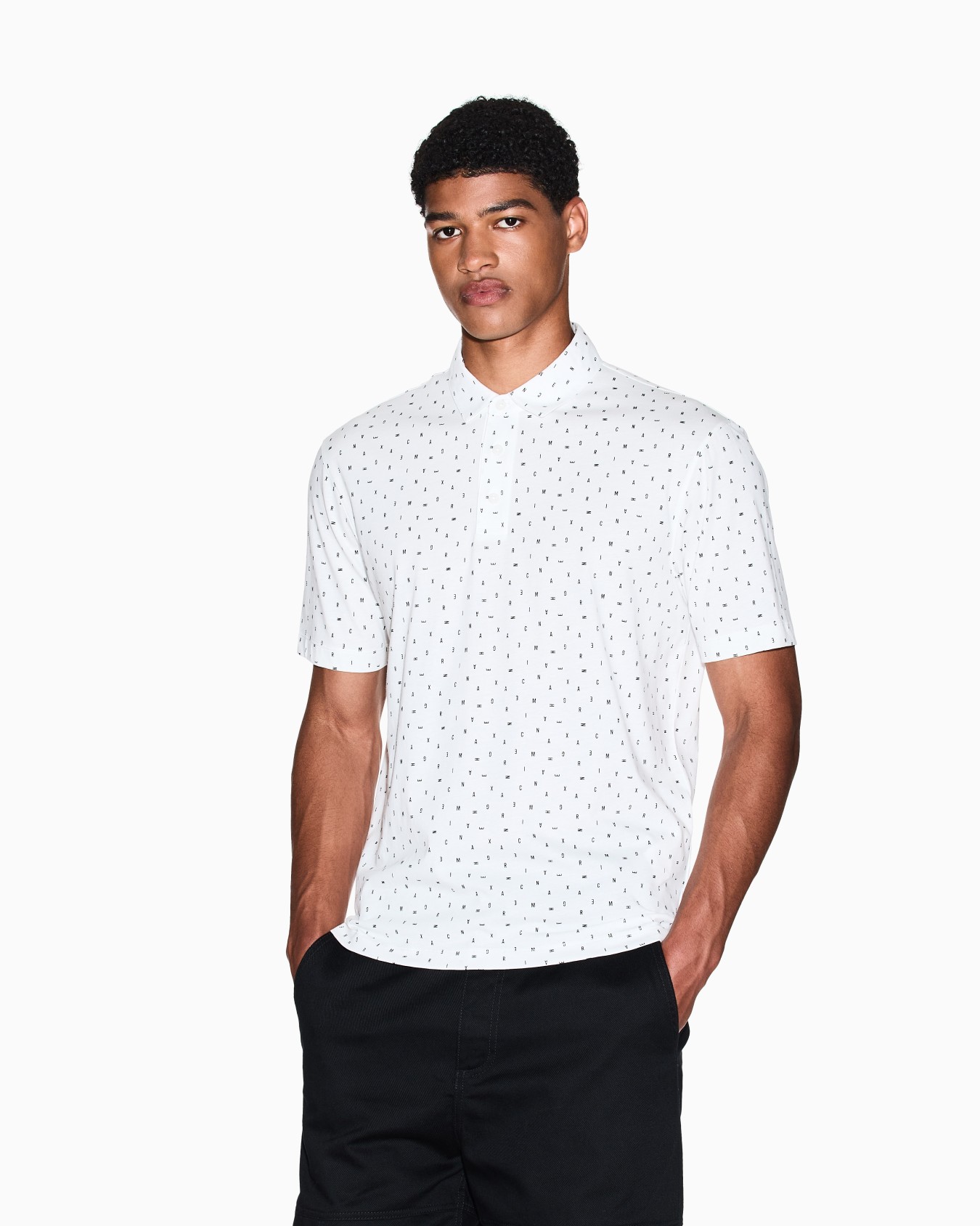Regular fit polo shirt with lettering pattern Slide 3
