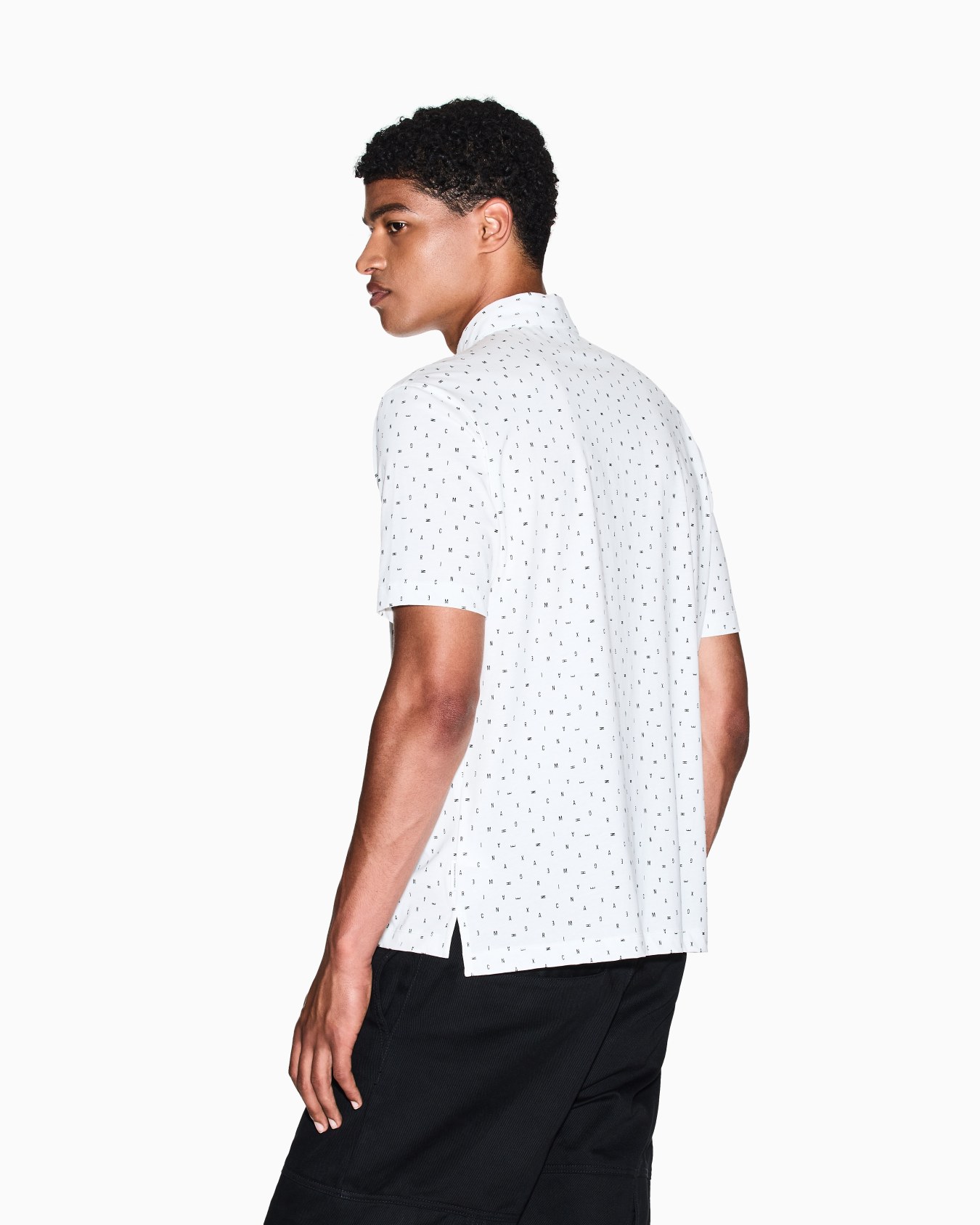 Regular fit polo shirt with lettering pattern Slide 2