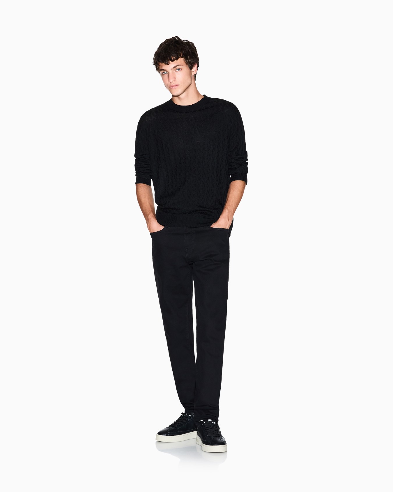 Wave-worked crew neck sweater Slide 1