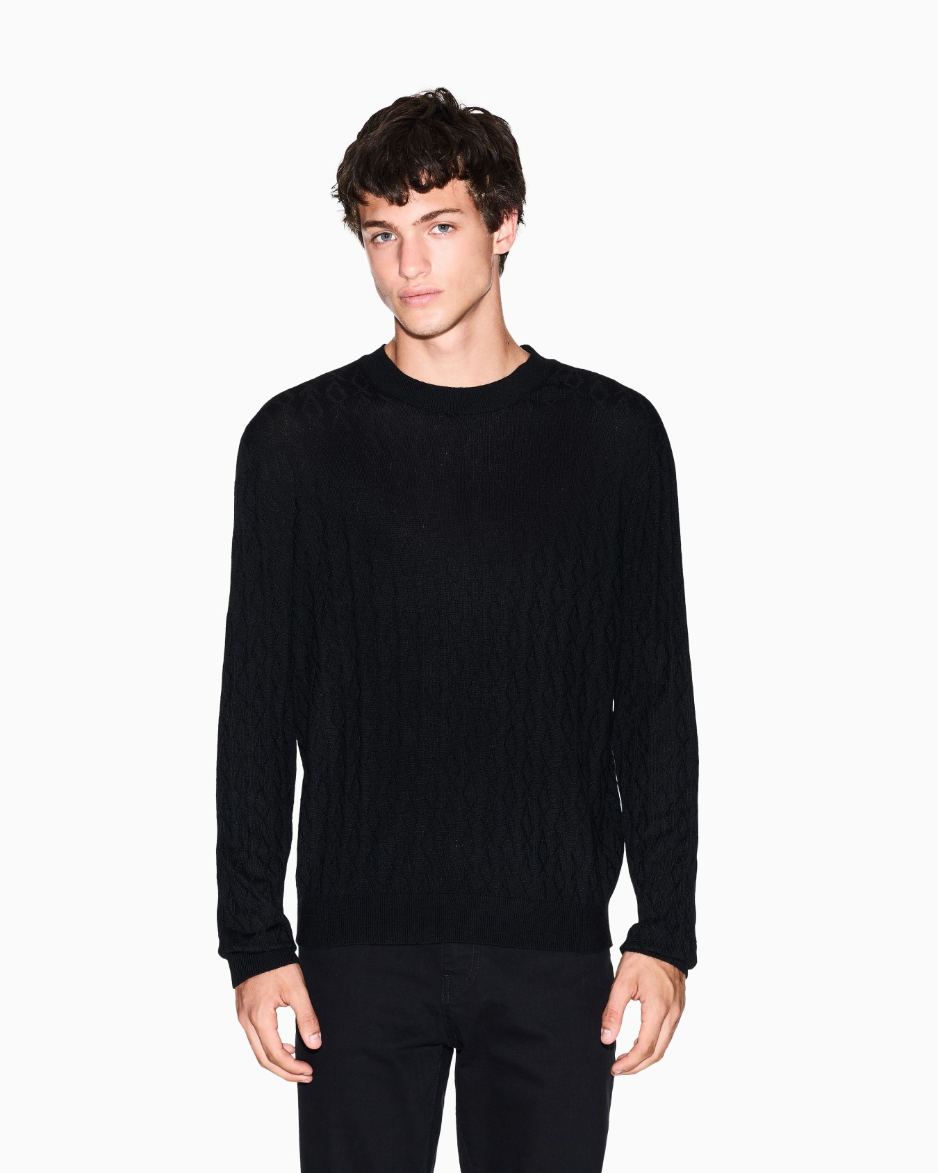 Wave-worked crew neck sweater Slide 3