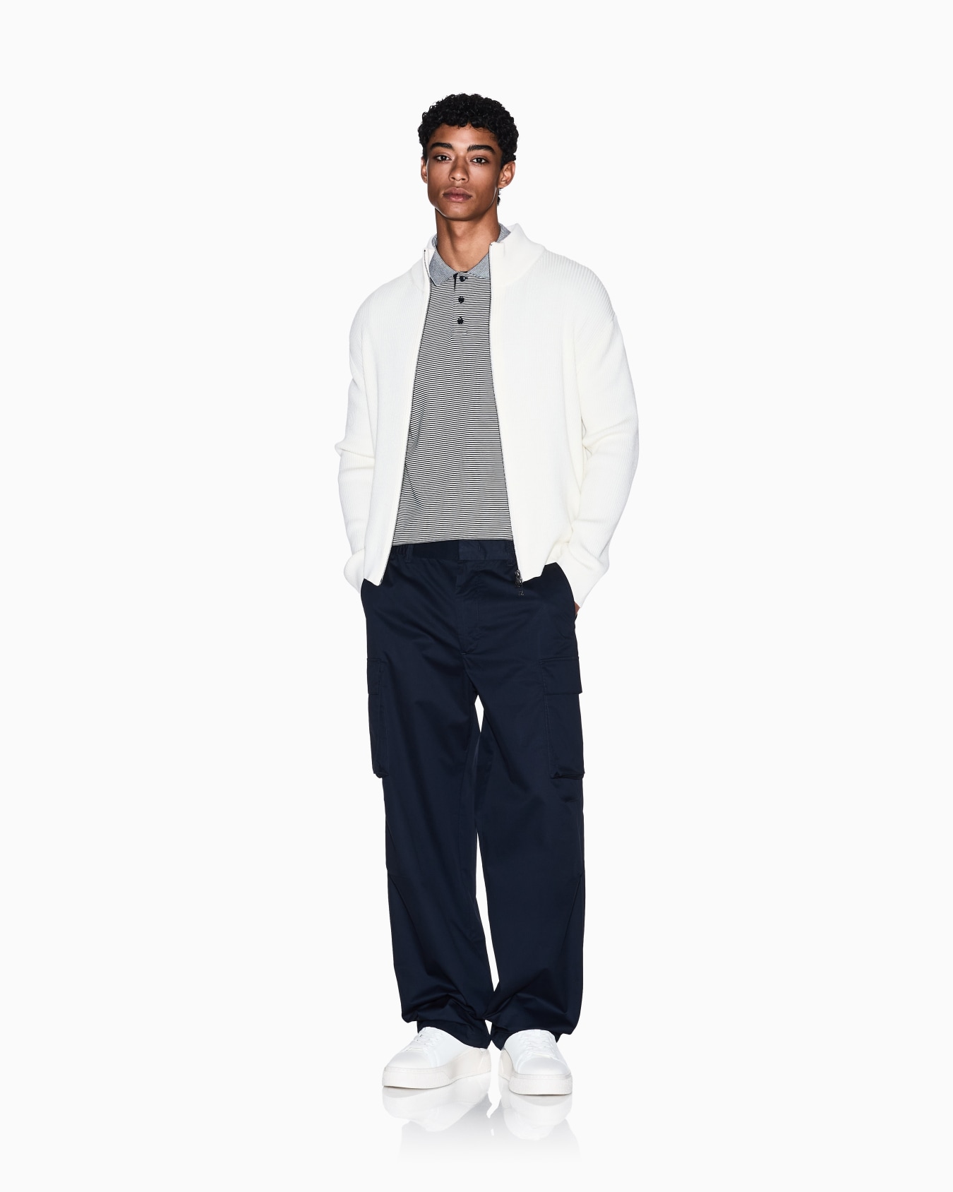 Full zip ribbed cardigan Slide 1