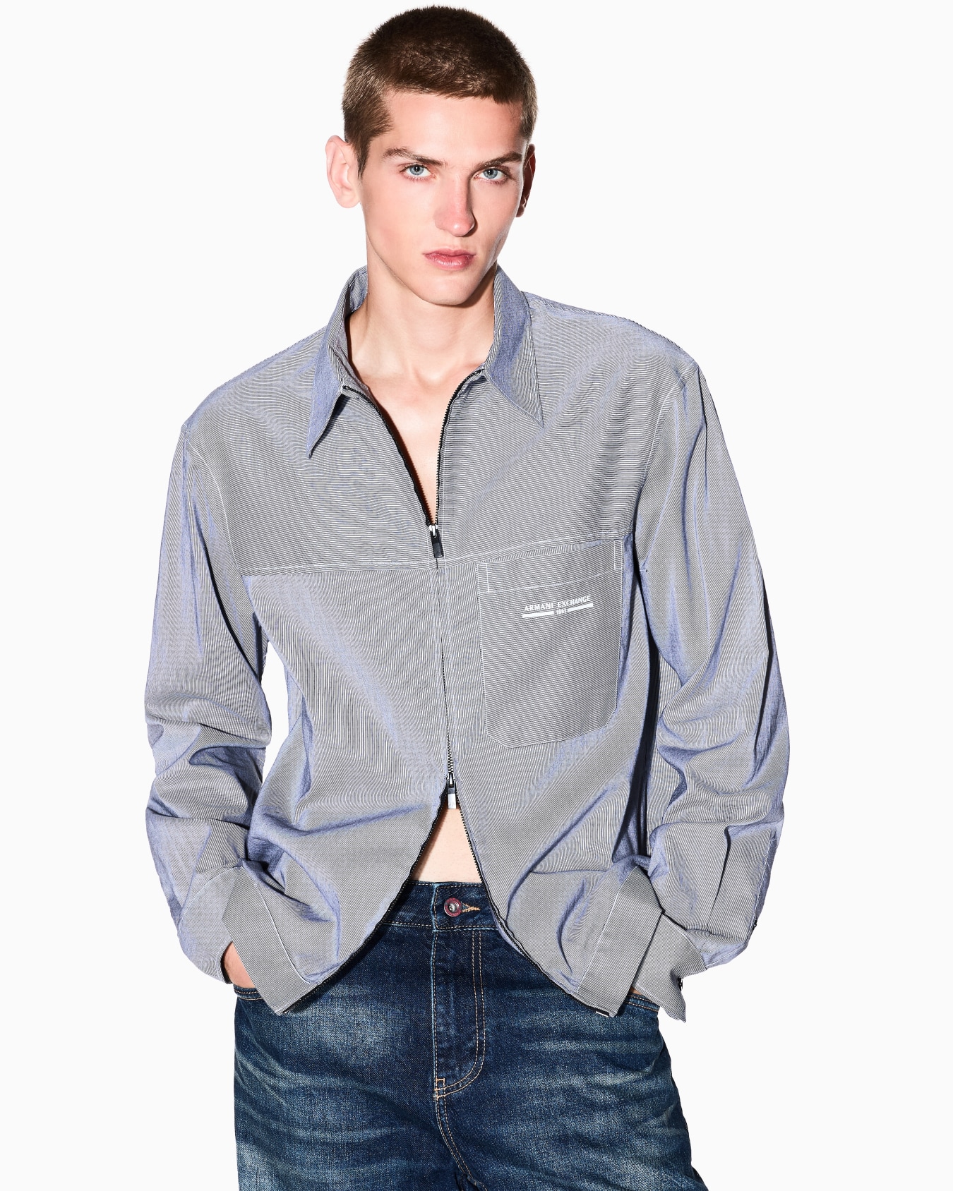 Regular fit shirt with zip Diapositiva 4