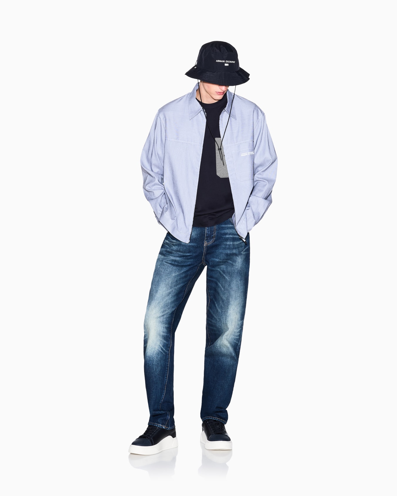 Regular fit shirt with zip Diapositiva 1