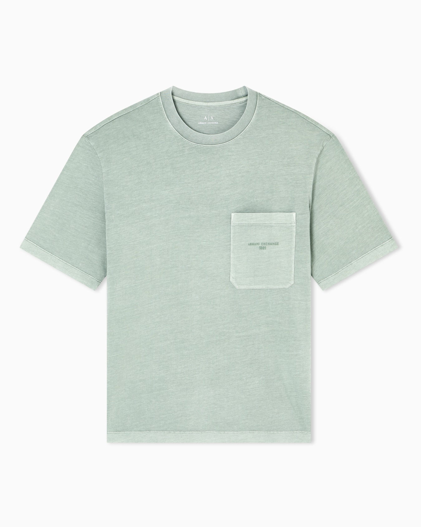 パッチポケットディテール ガーメントダイ 半袖クルーネックTシャツ スライドする 0