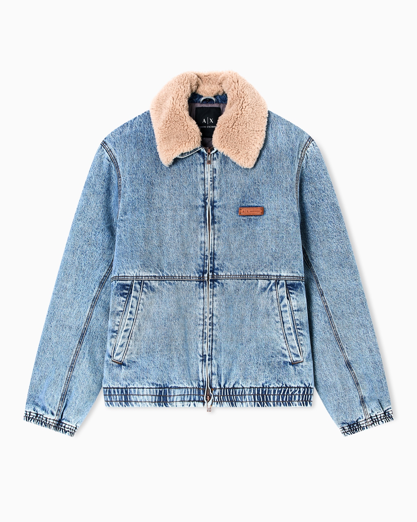 Denim jacket with faux fur collar Slide 0