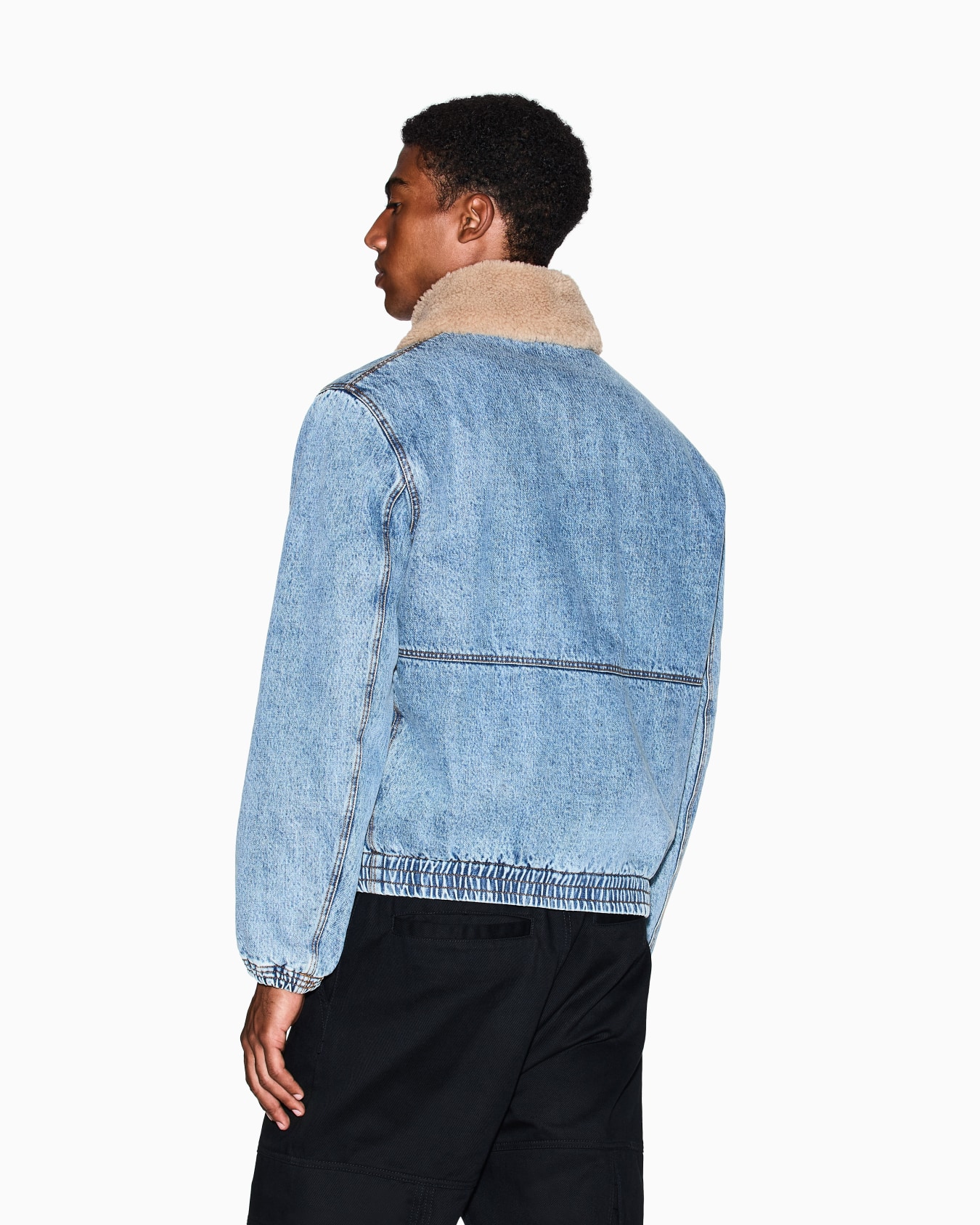 Denim jacket with faux fur collar Slide 2