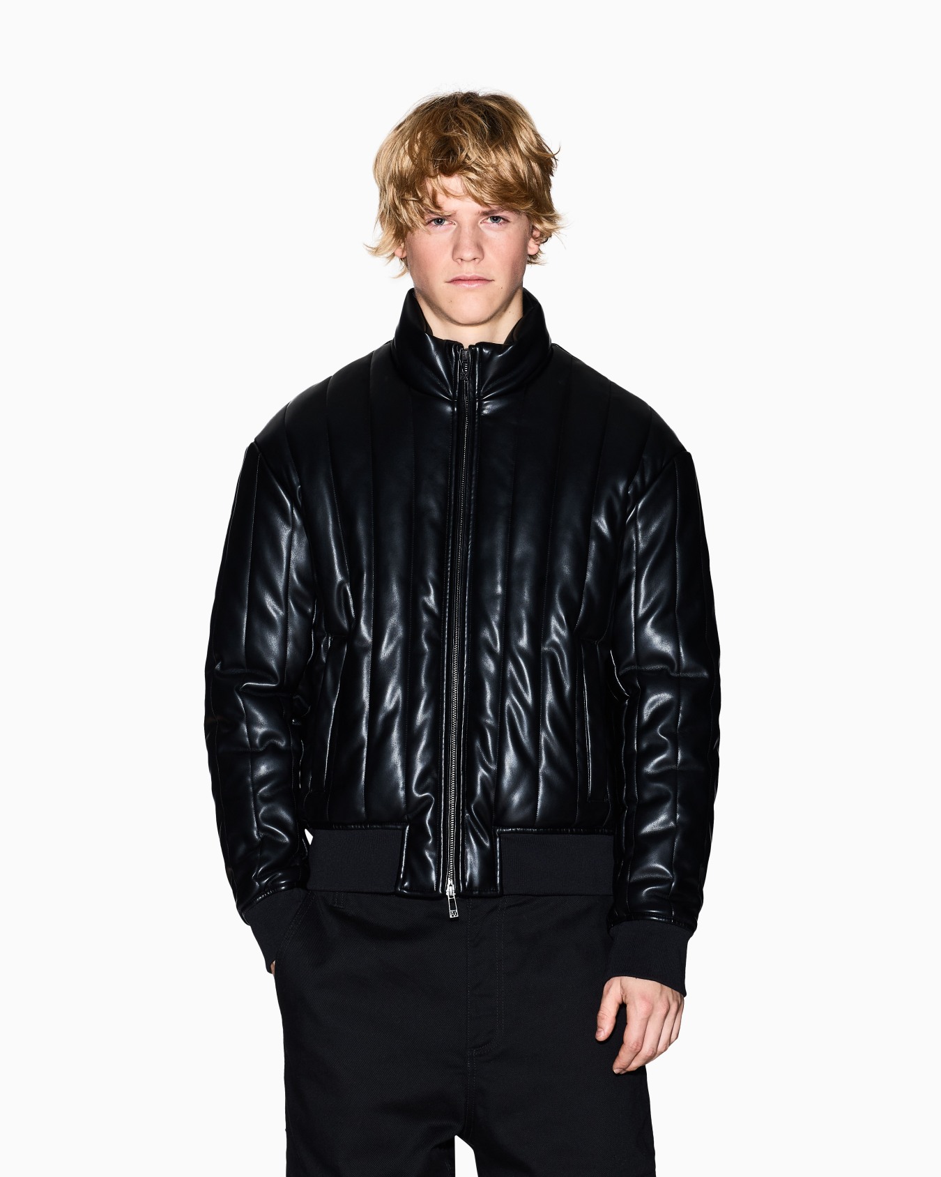 Full zip jacket in shiny fabric Slide 3