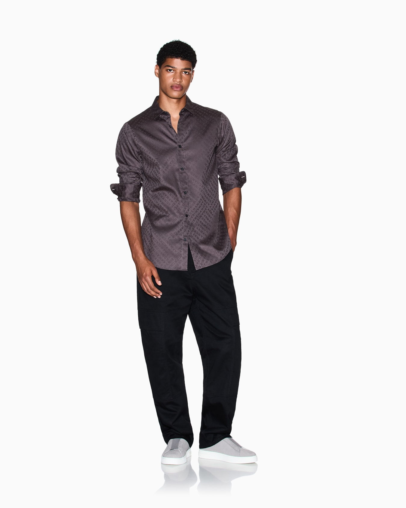 Regular fit shirt with allover logo Slide 1