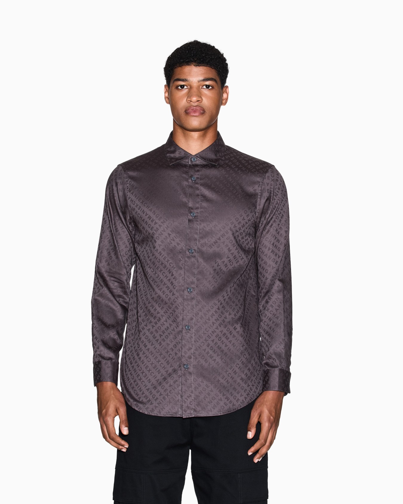 Regular fit shirt with allover logo Slide 3