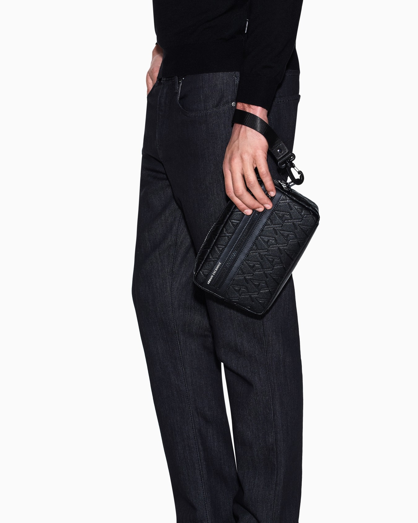 Clutch bag with allover embossed logo Slide 5