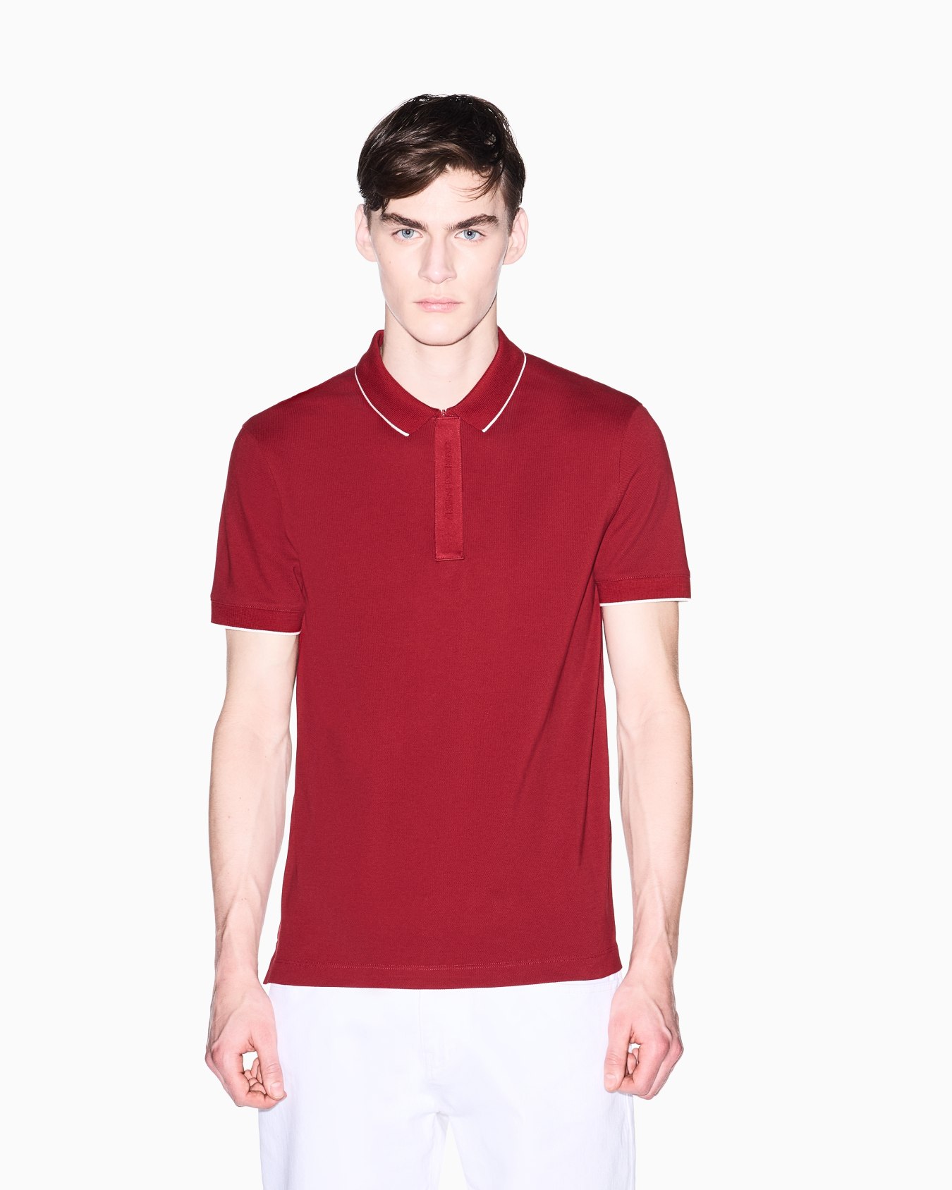 Slim fit polo with button insert Slide 3