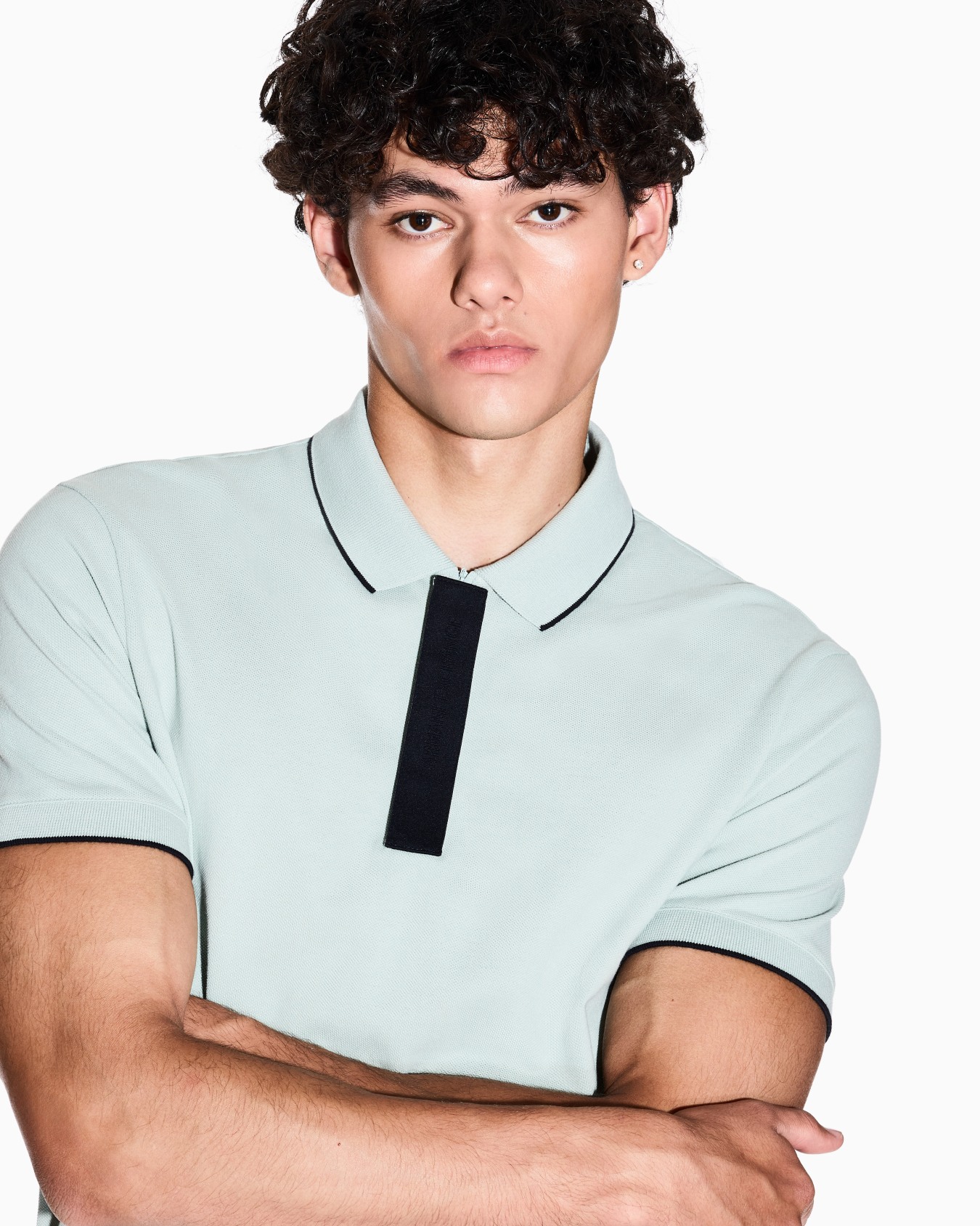 Slim fit polo with button insert Slide 4