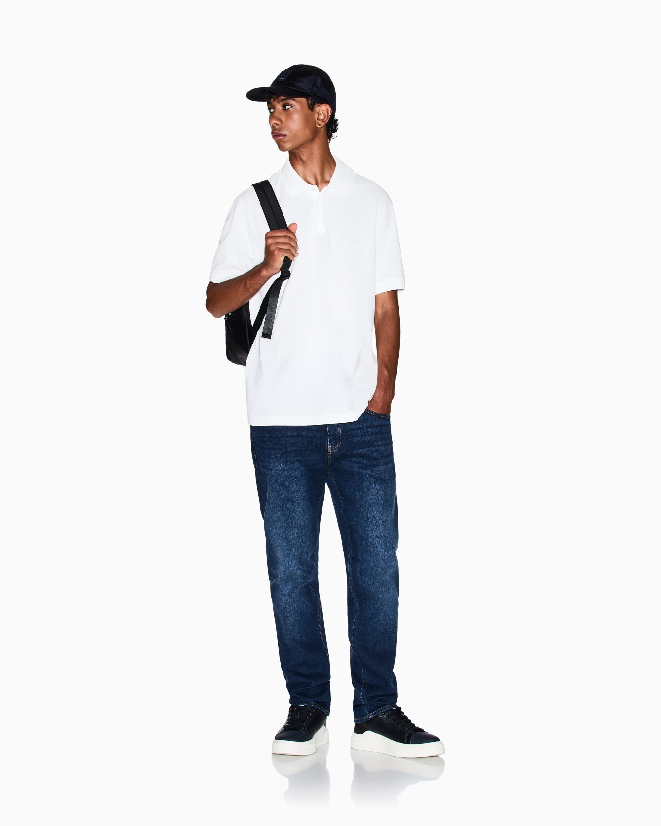 Regular fit polo shirt with tone-on-tone logo Slide 1