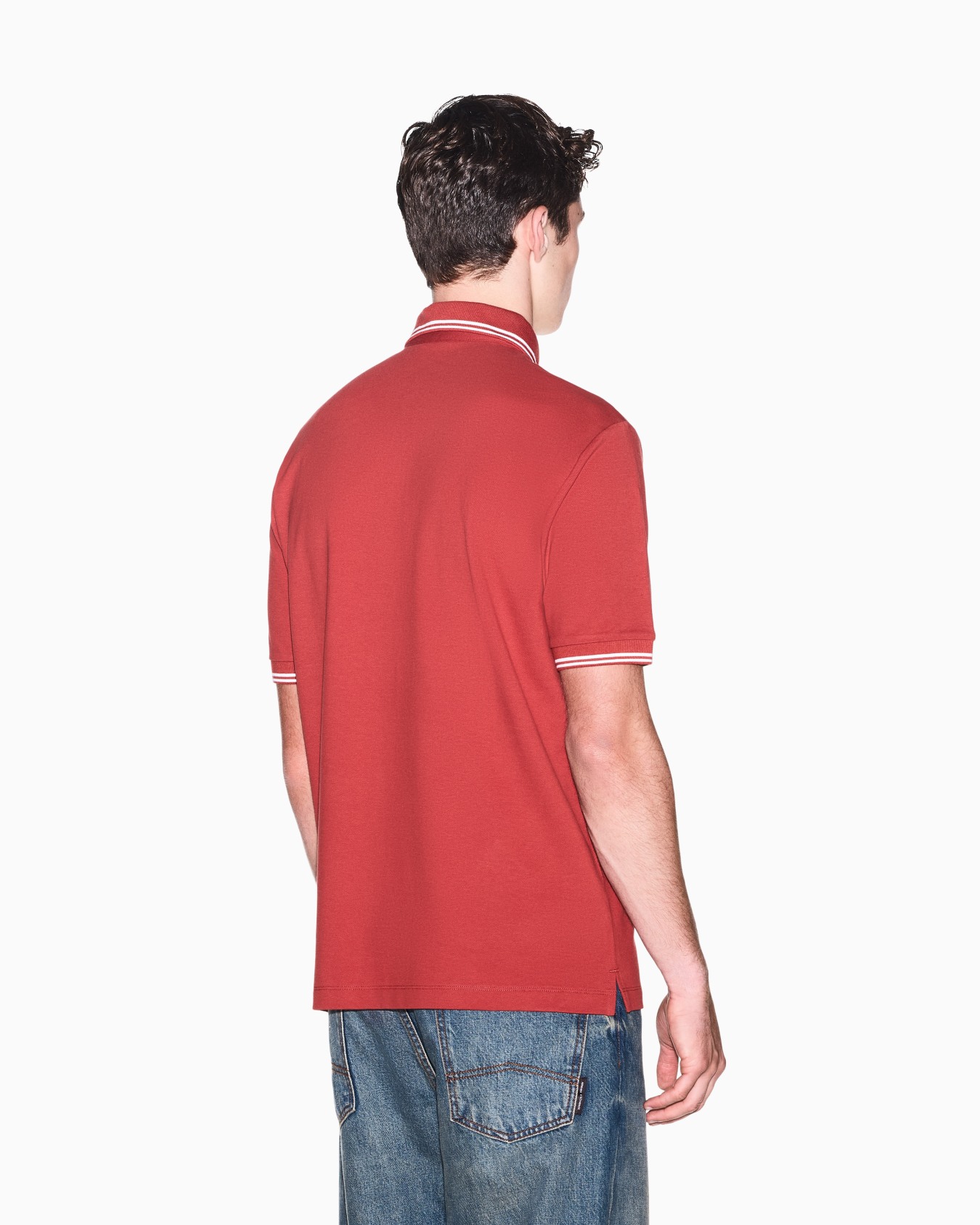 regular fit polo shirt in stretch cotton piquet Slide 5