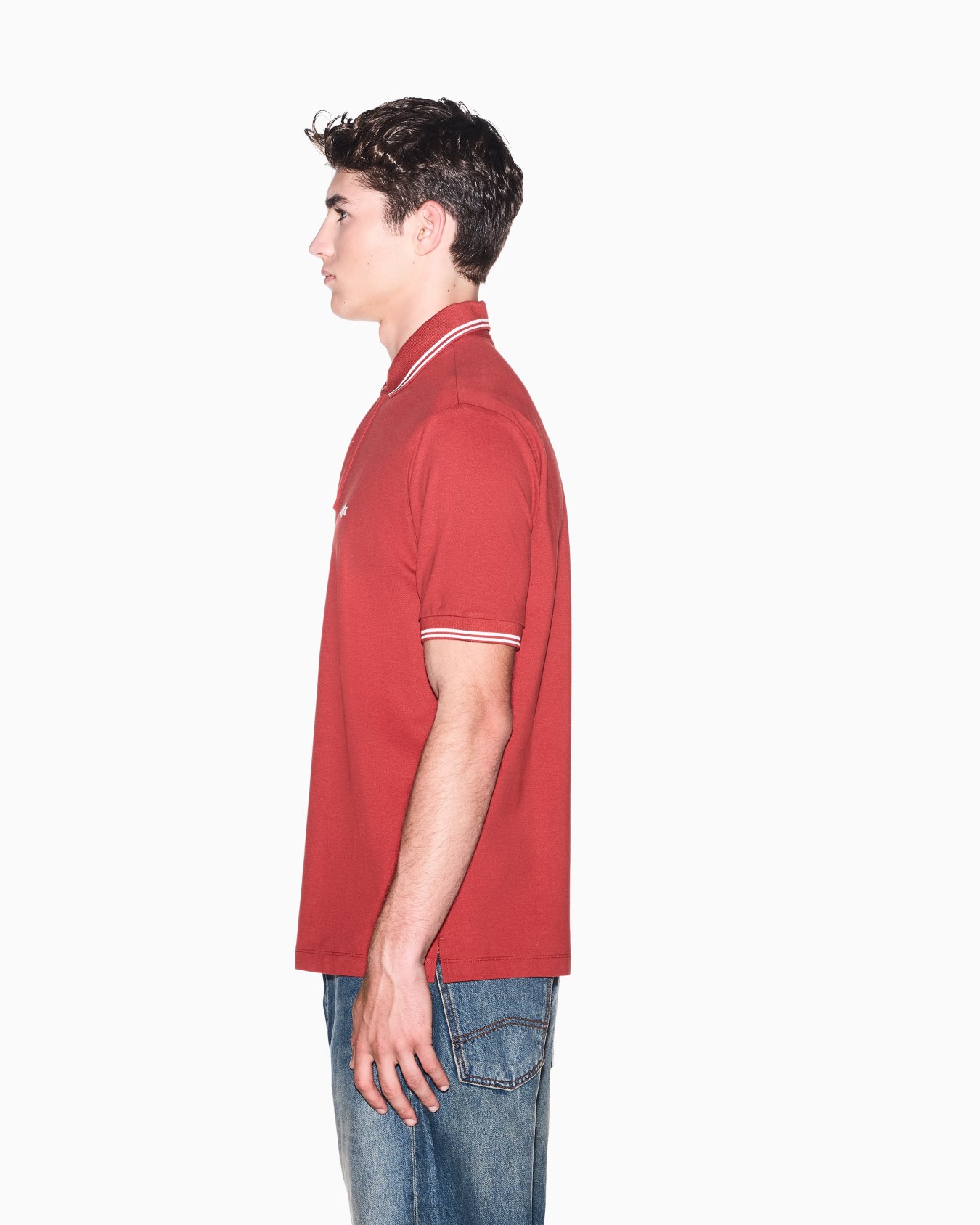 regular fit polo shirt in stretch cotton piquet Slide 7