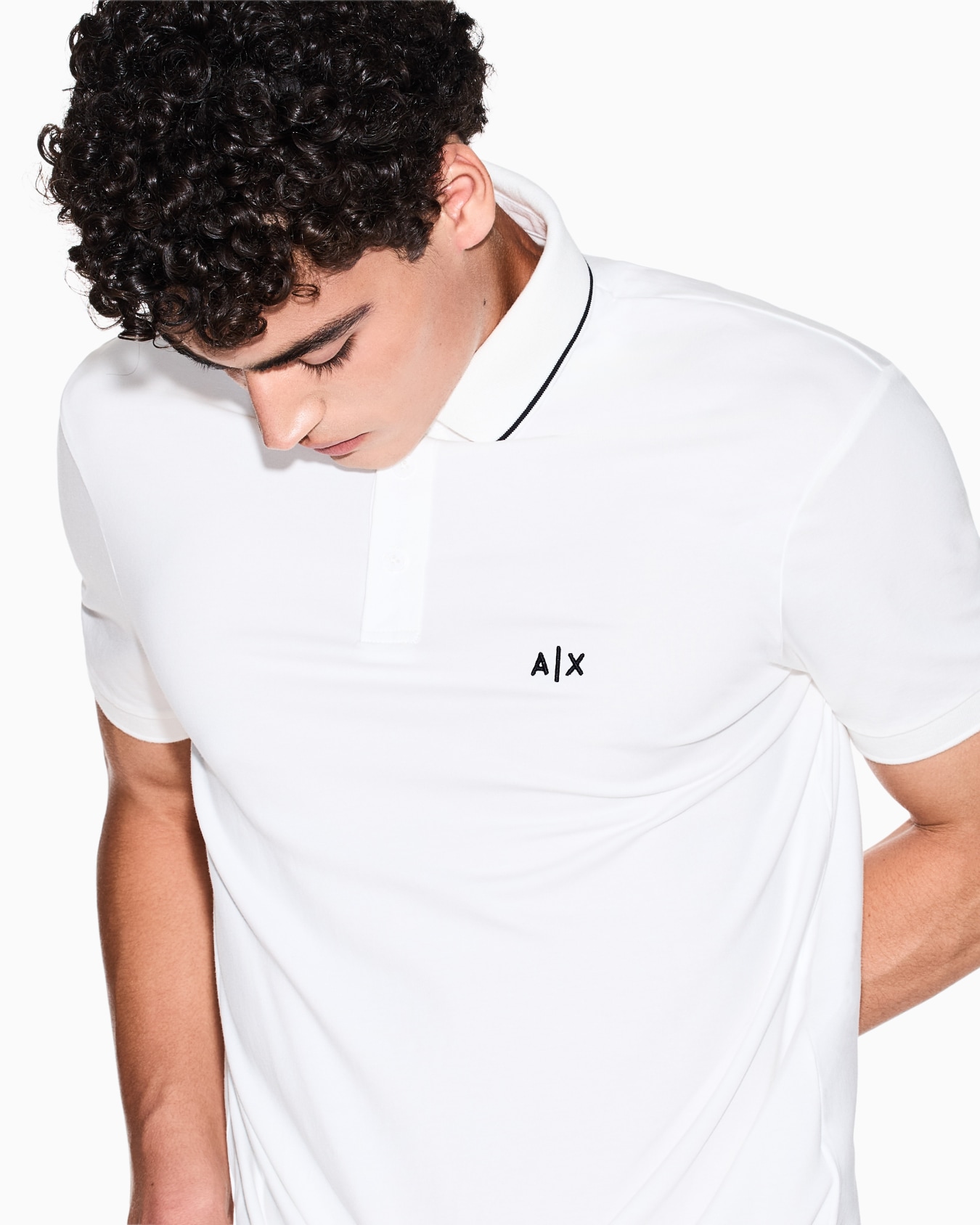 Slim fit polo shirt with logo and piping Slide 4