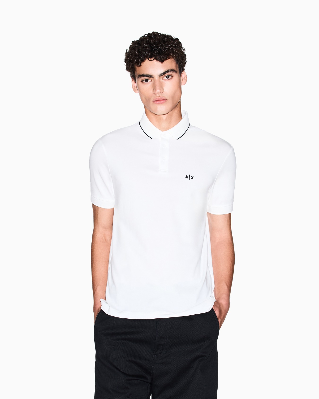 Slim fit polo shirt with logo and piping Slide 3