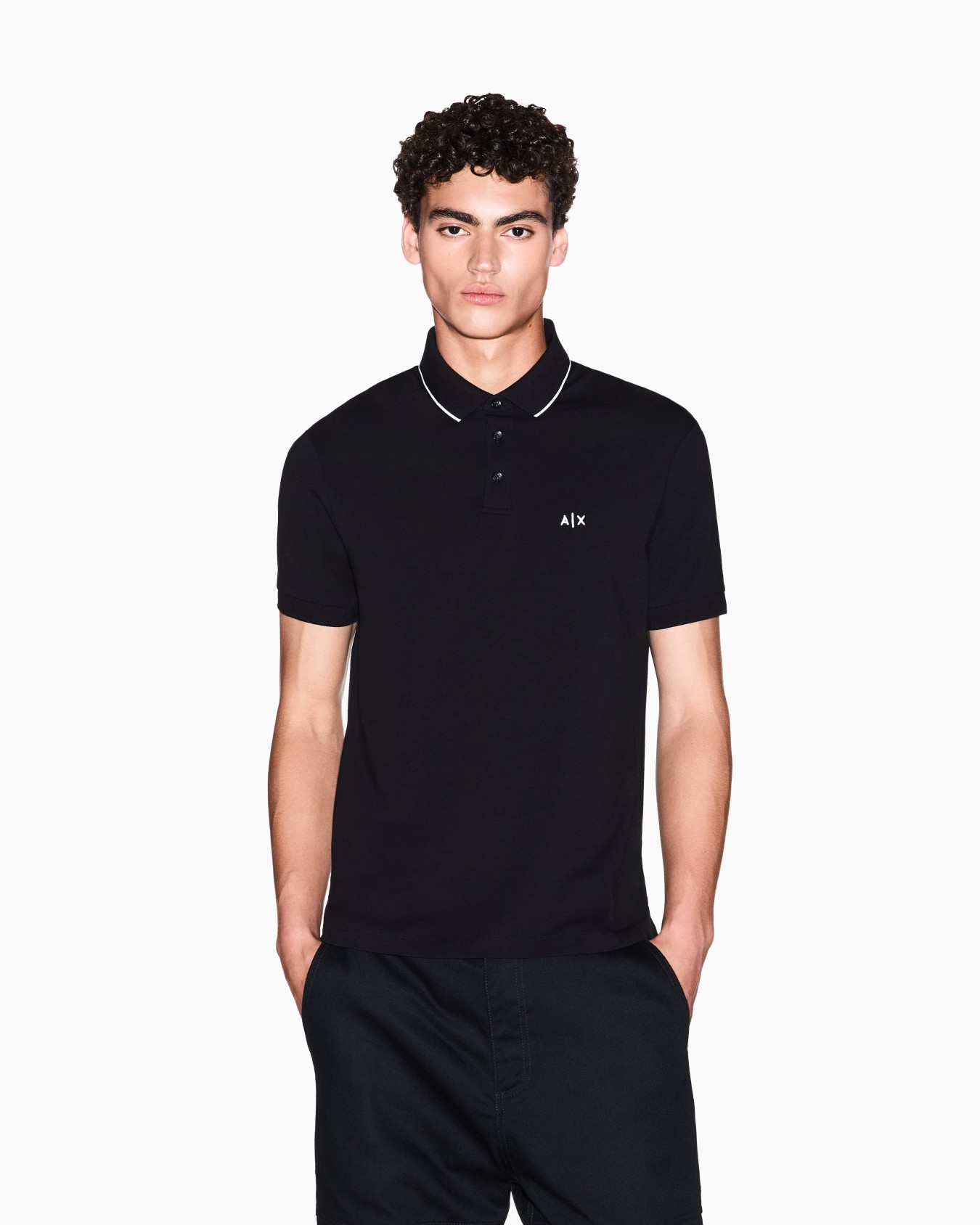 Slim fit polo shirt with logo and piping Slide 3