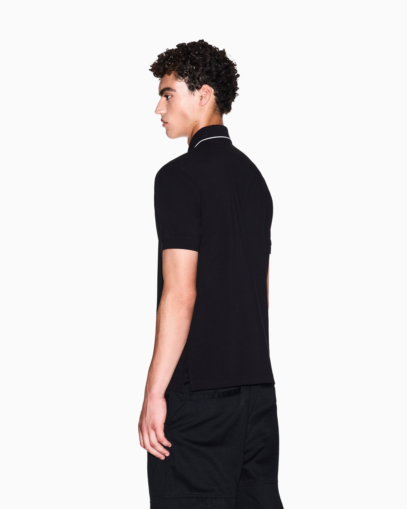 Slim fit polo shirt with logo and piping Slide 2