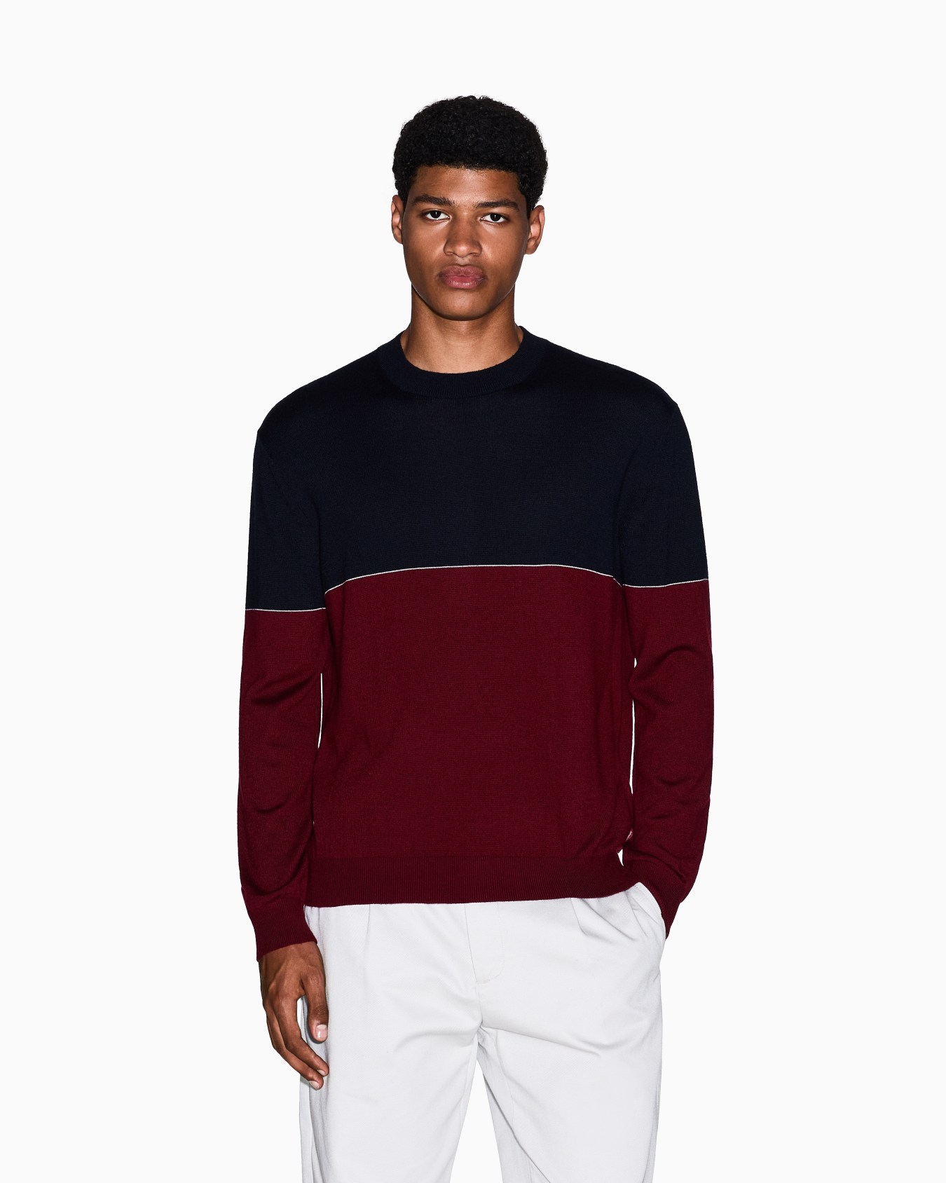 Color block crew neck sweater Slide 3