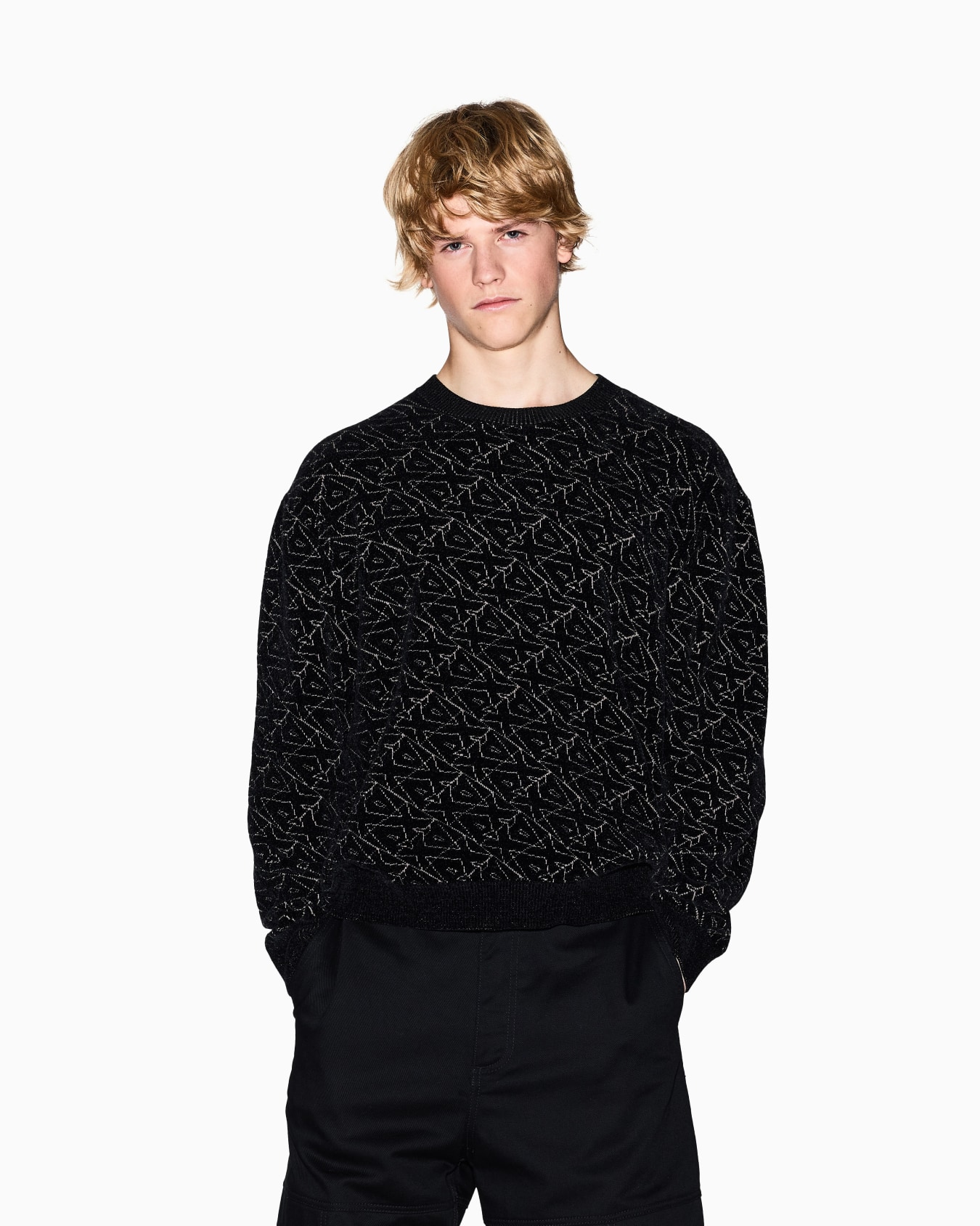 Maglione girocollo con logo allover Slide 3