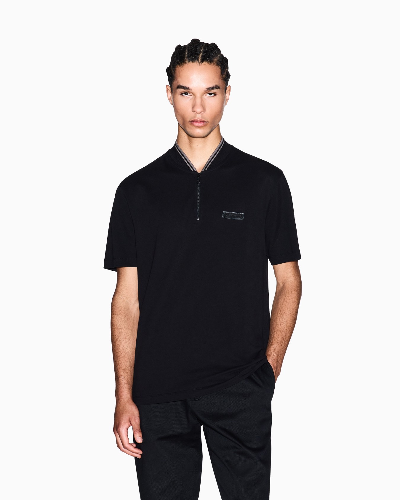 Pique polo shirt with zip Slide 3